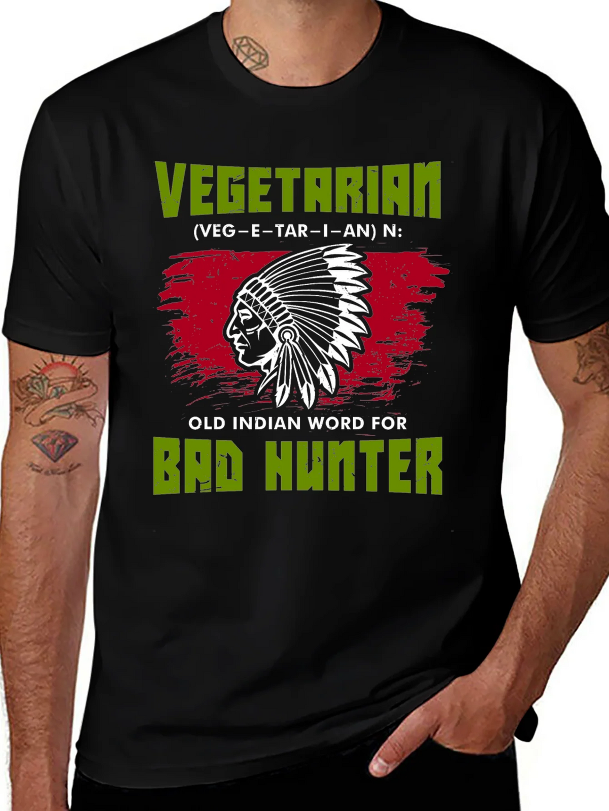 Vegetarian Bad Hunter T-Shirt Novelty Gift product image 1