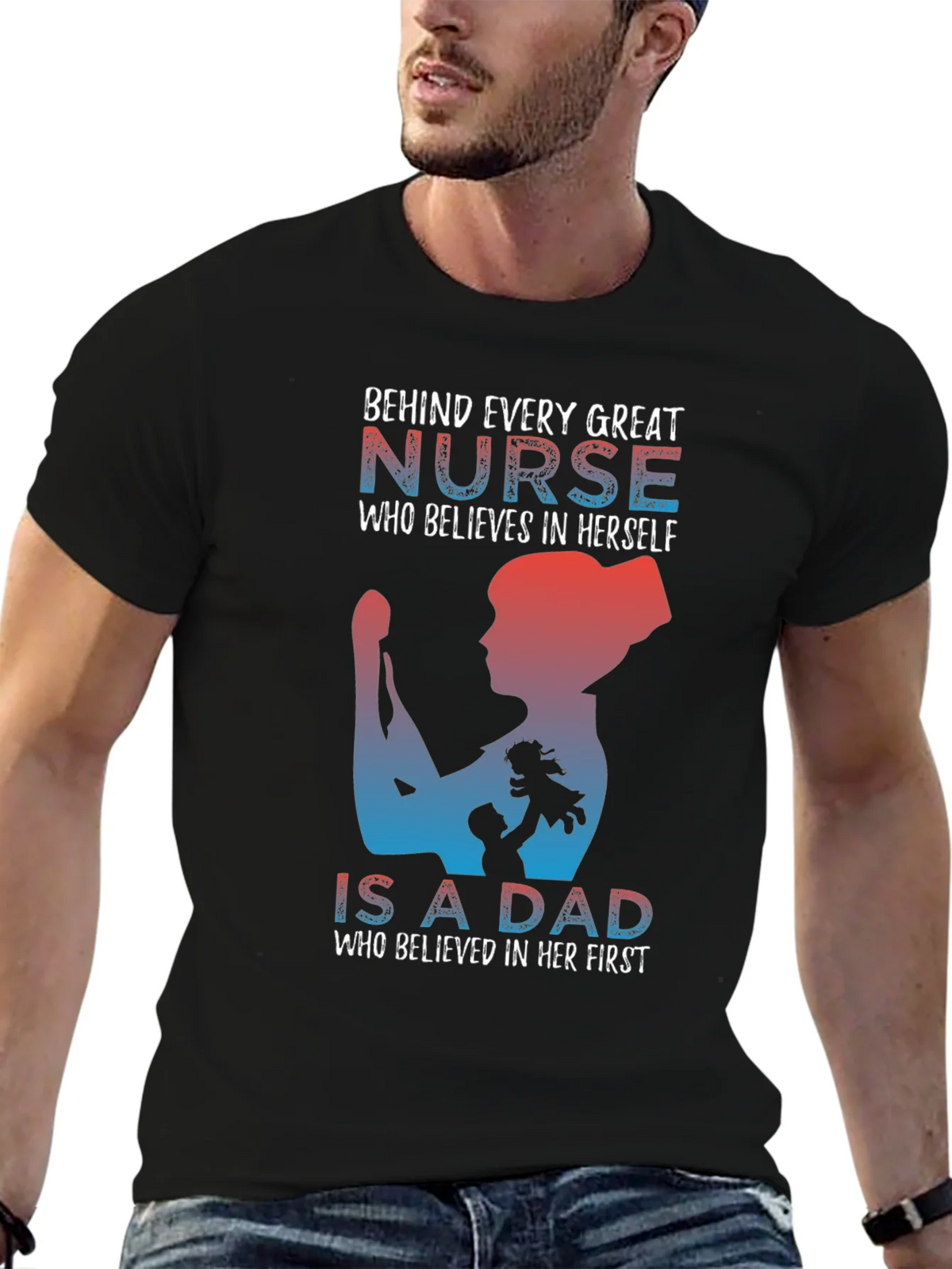 Nurse Dad T-Shirt: Behind Every Great product image 4