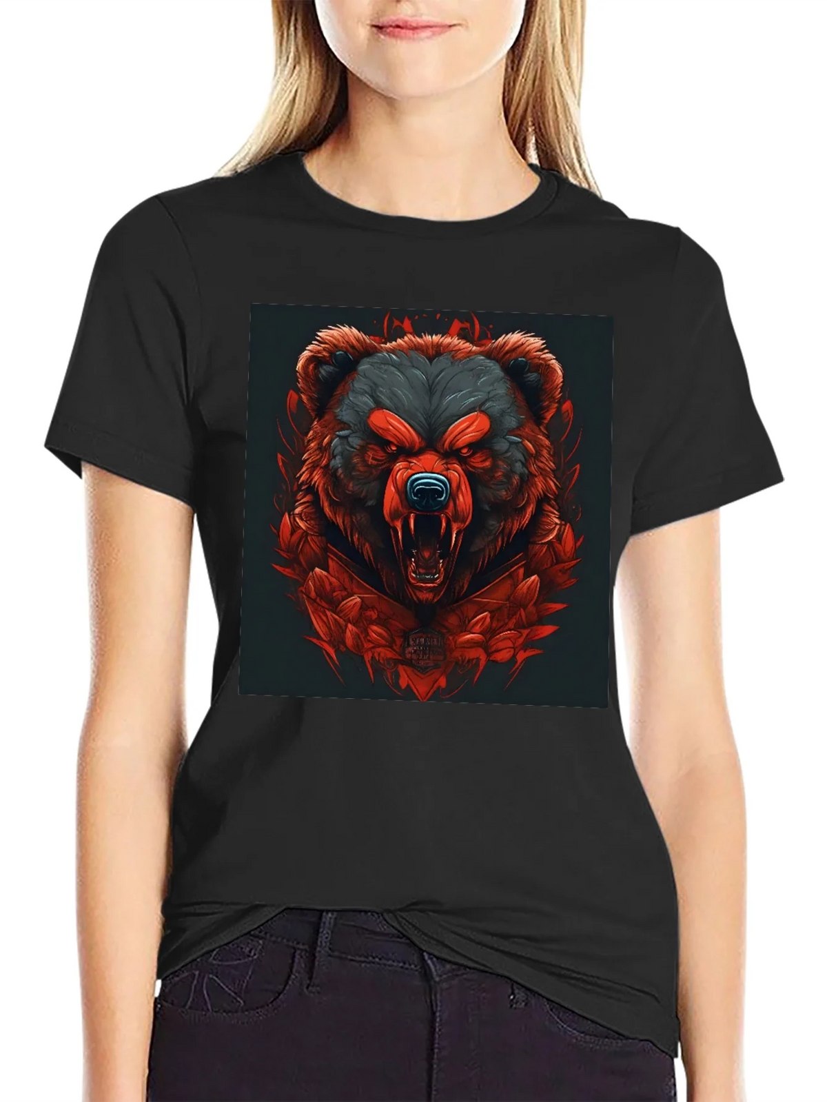 Raging Bear Graphic Tee - Black Cotton T-Shirt product image 2