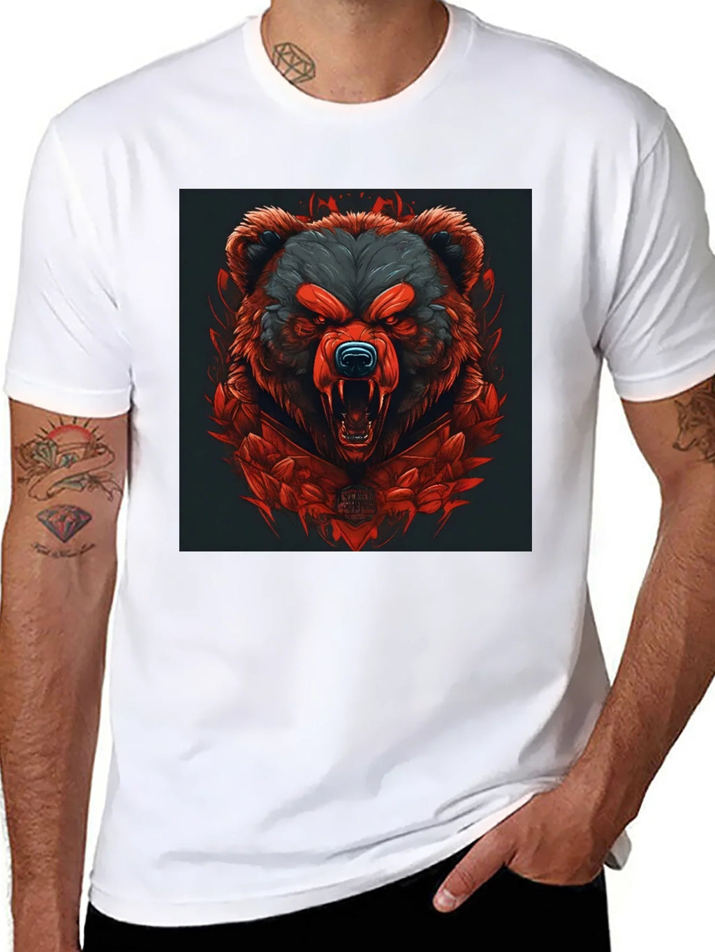 Raging Bear Graphic Tee - Black Cotton T-Shirt product image 7