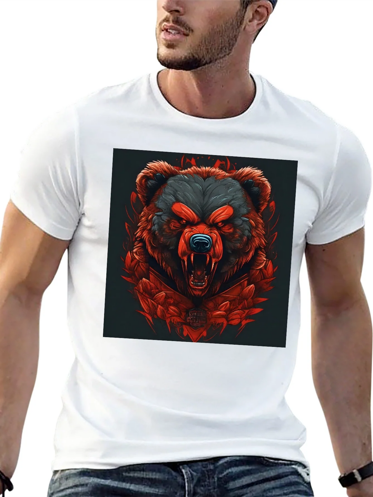 Raging Bear Graphic Tee - Black Cotton T-Shirt product image 12