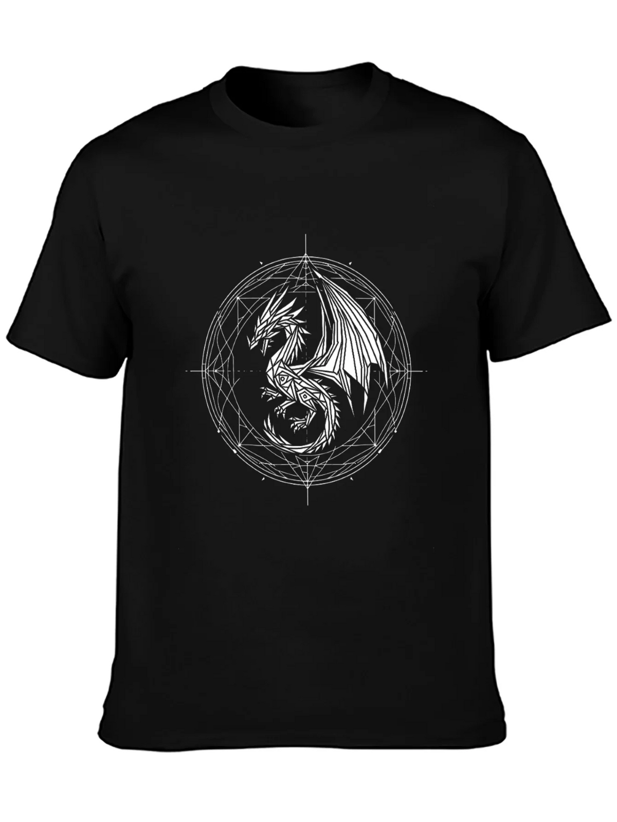 Dragon Geometric Design Black T-Shirt product image 3