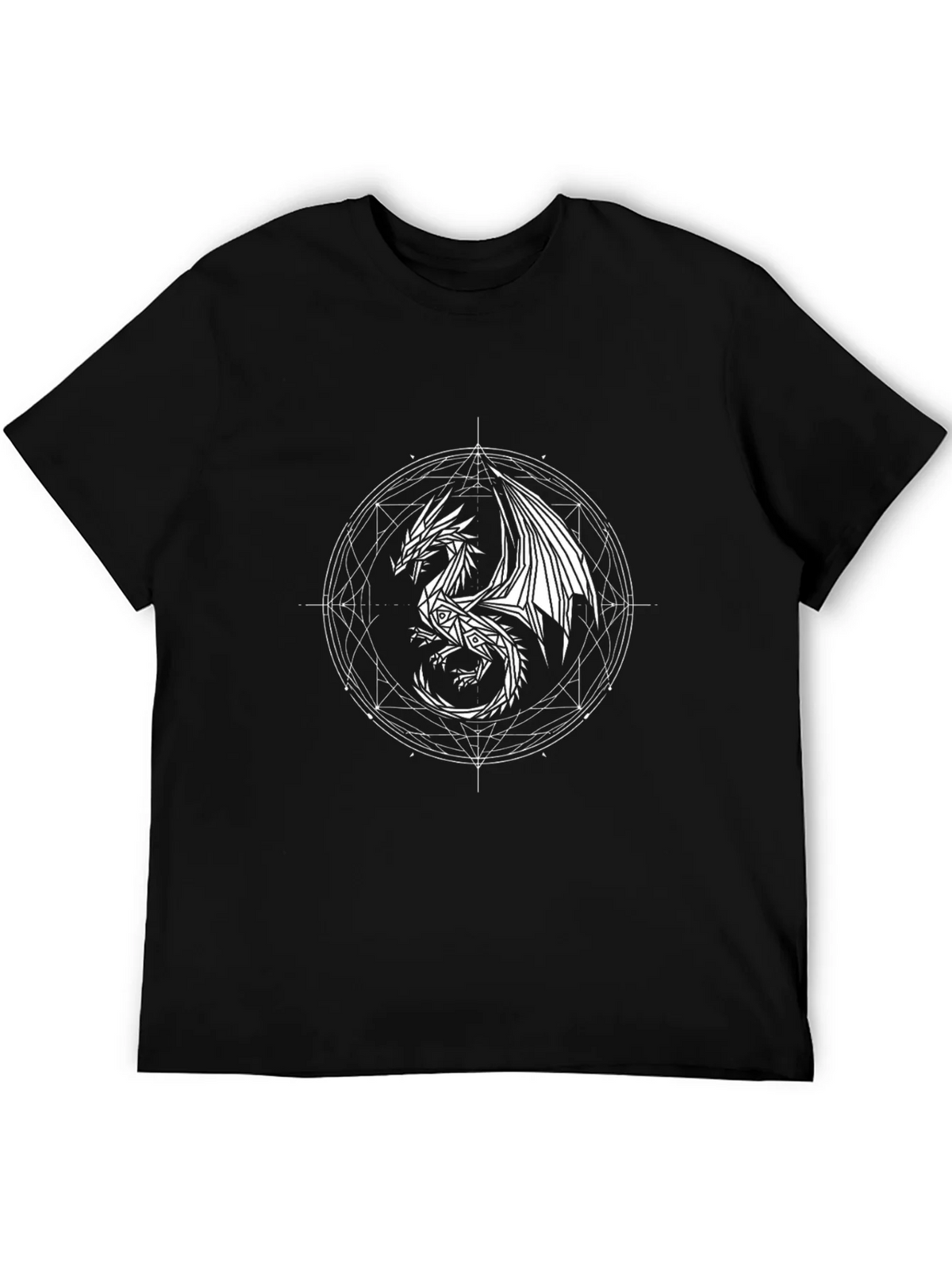 Dragon Geometric Design Black T-Shirt product image 5