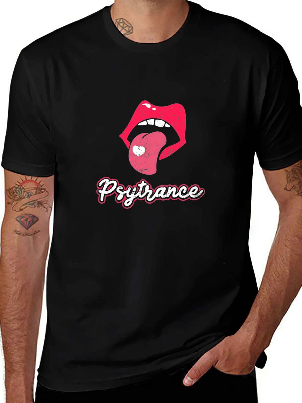 Psytrance Lips Black T-Shirt product image 1