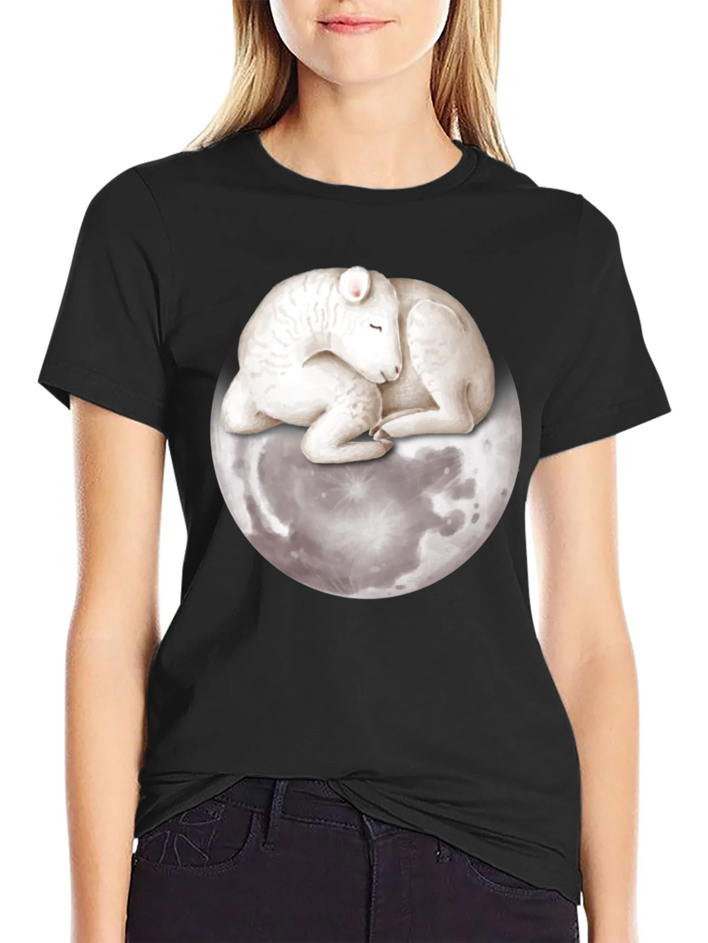 Lamb on Moon Graphic Tee - Unique Design product image 2