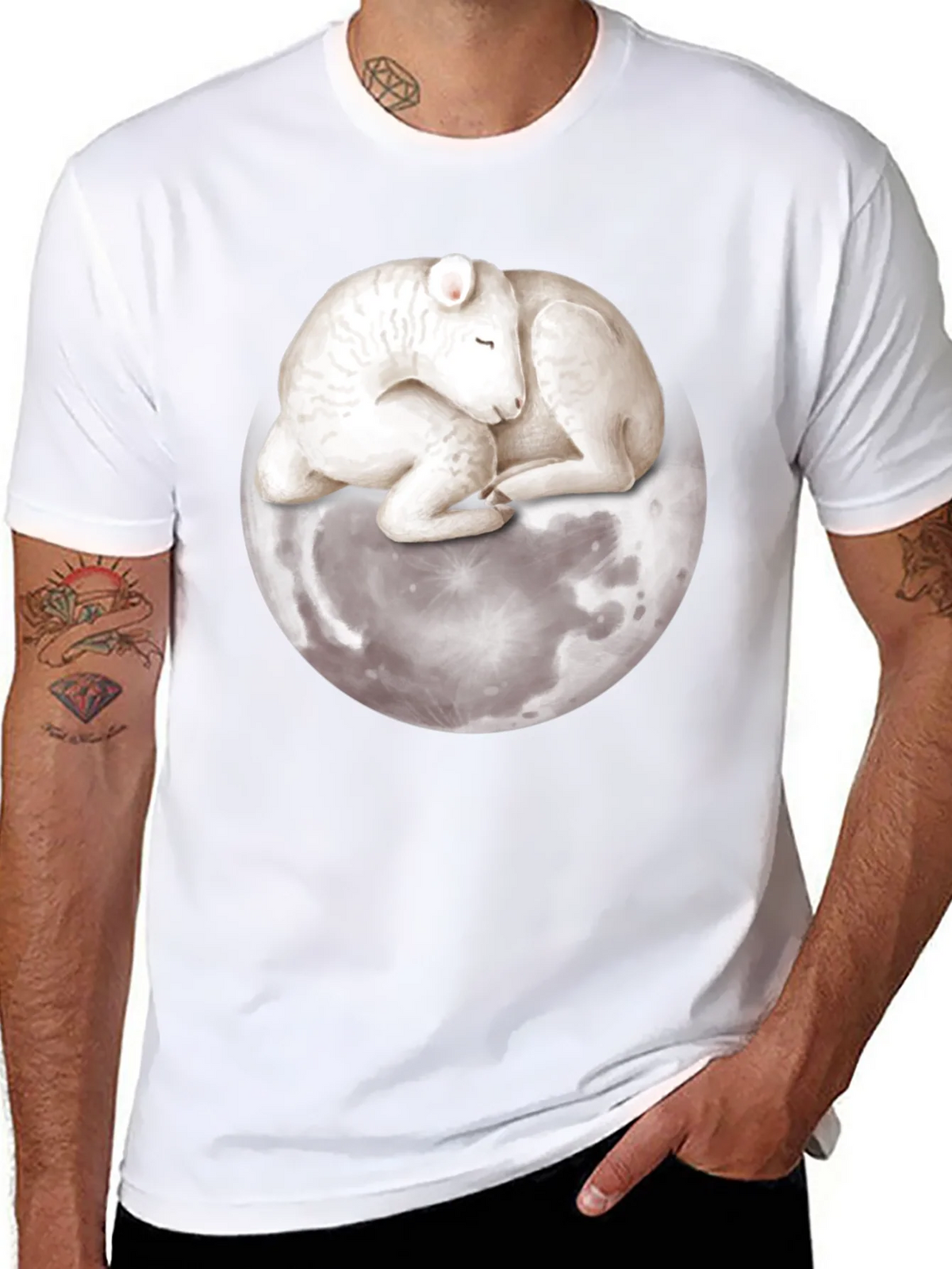 Lamb on Moon Graphic Tee - Unique Design product image 7