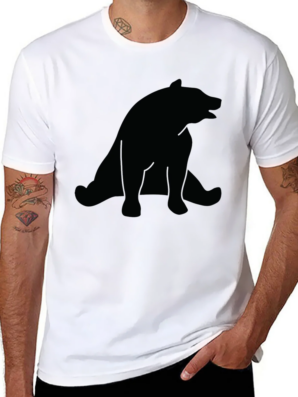 Bear Silhouette Mens Black T-Shirt product image 5