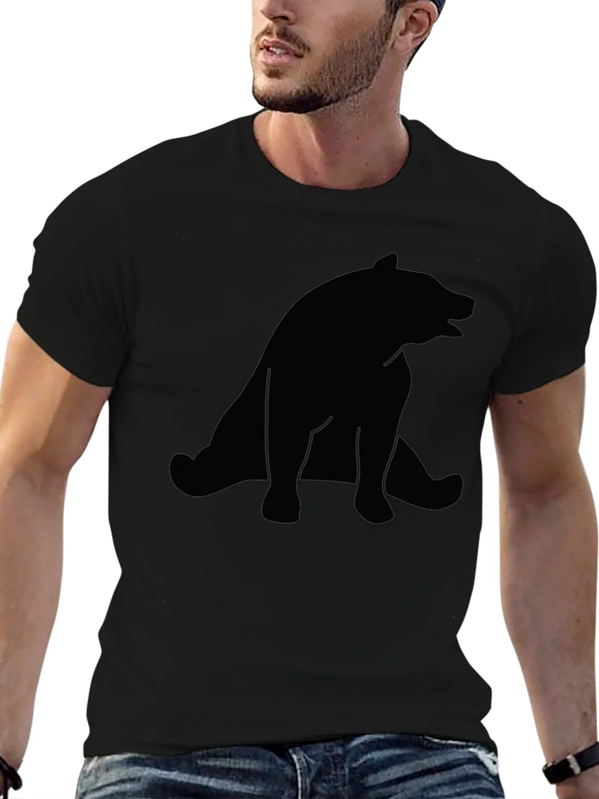 Bear Silhouette Mens Black T-Shirt product image 4