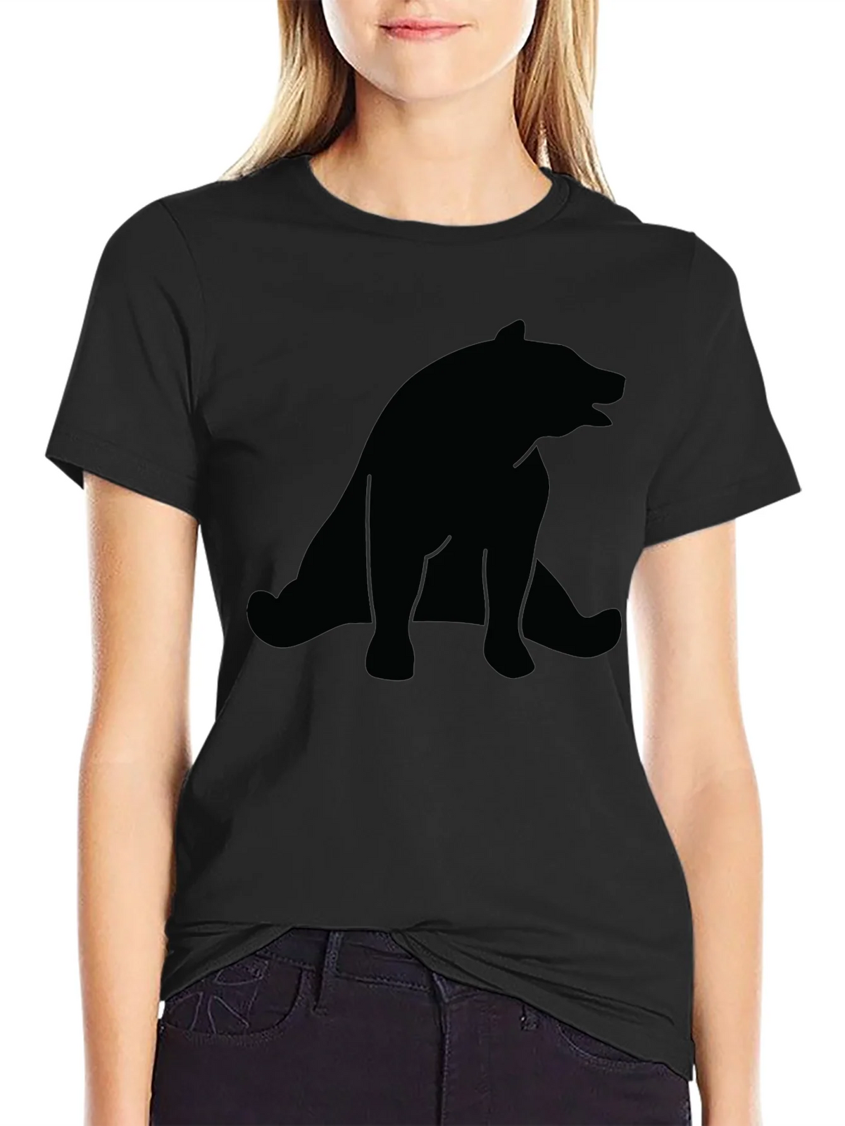 Bear Silhouette Mens Black T-Shirt product image 2