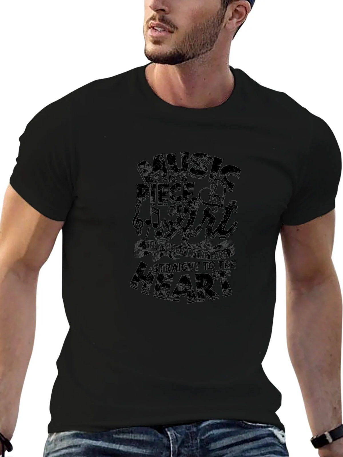 Music is Art Graphic T-Shirt - Black product image 6