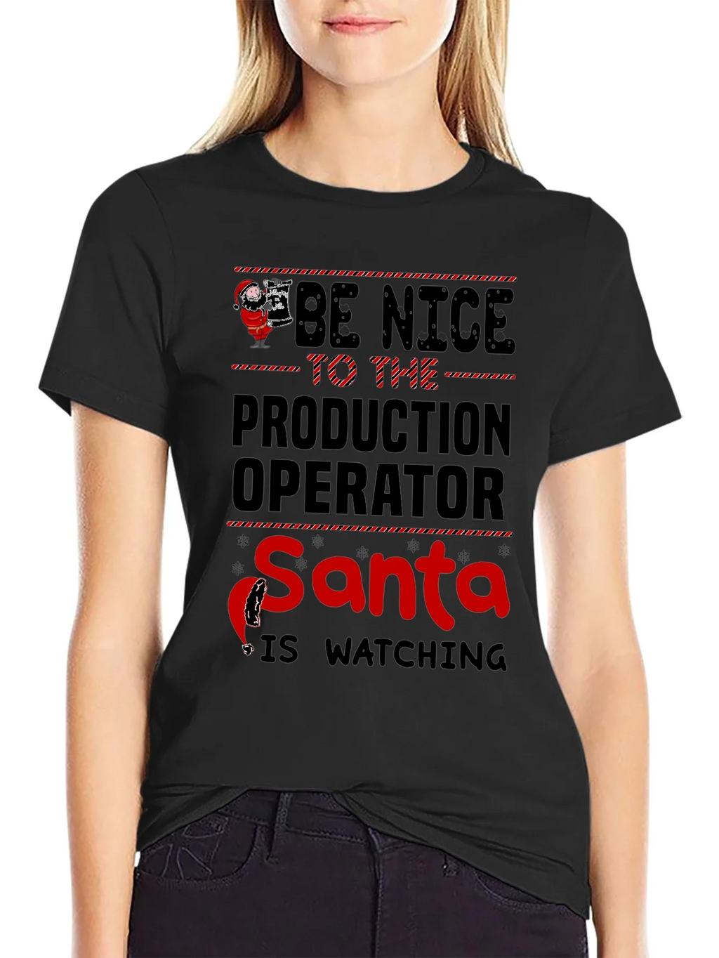 Be Nice to the Production Operator Santa T-Shirt product image 2