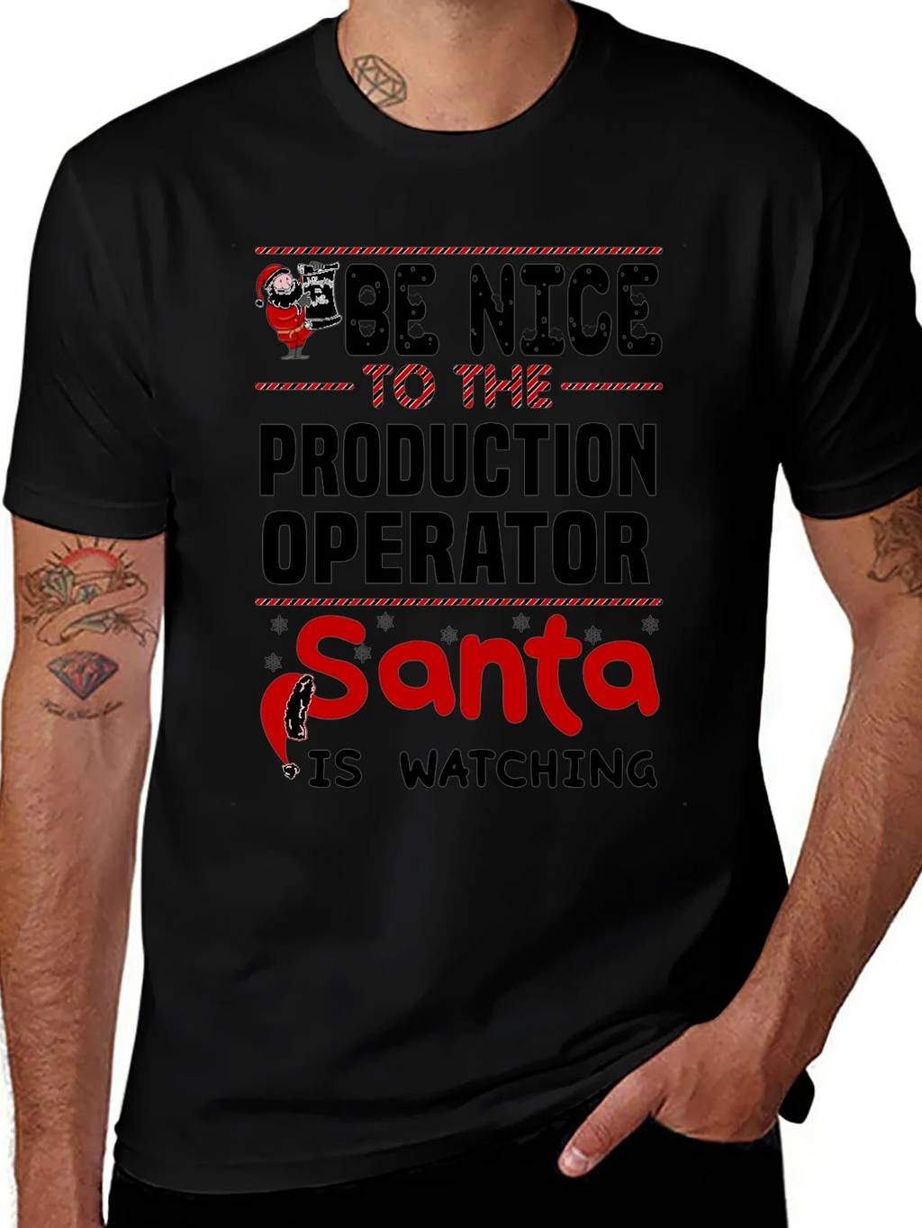 Be Nice to the Production Operator Santa T-Shirt product image 1