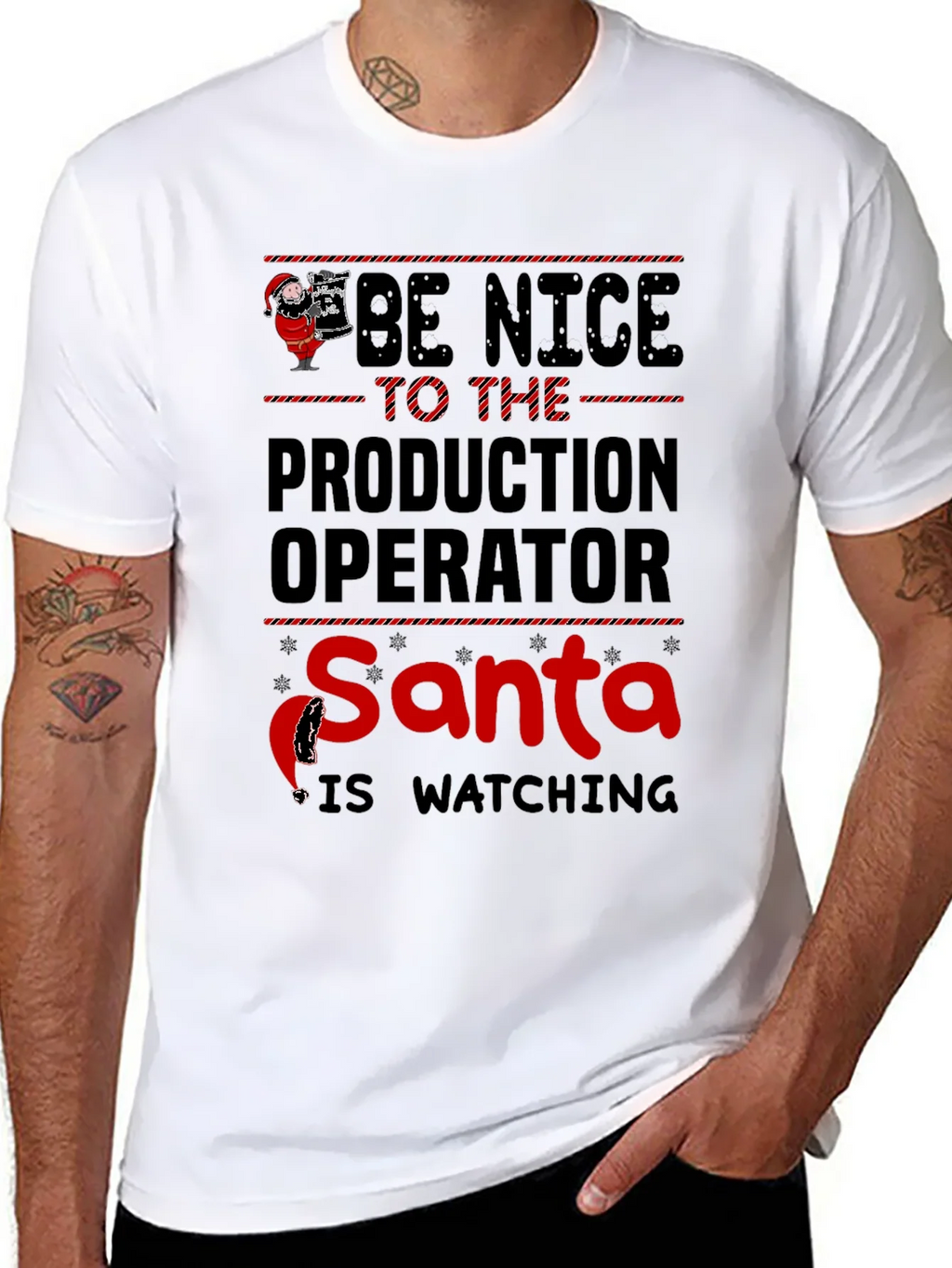 Be Nice to the Production Operator Santa T-Shirt product image 7