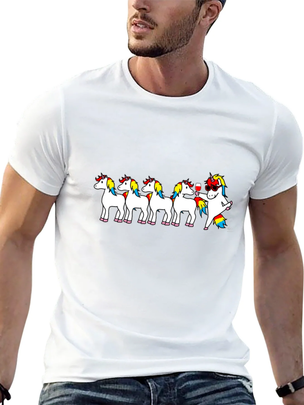 Unicorn Wine Lover T-Shirt - Black Crew Neck product image 2