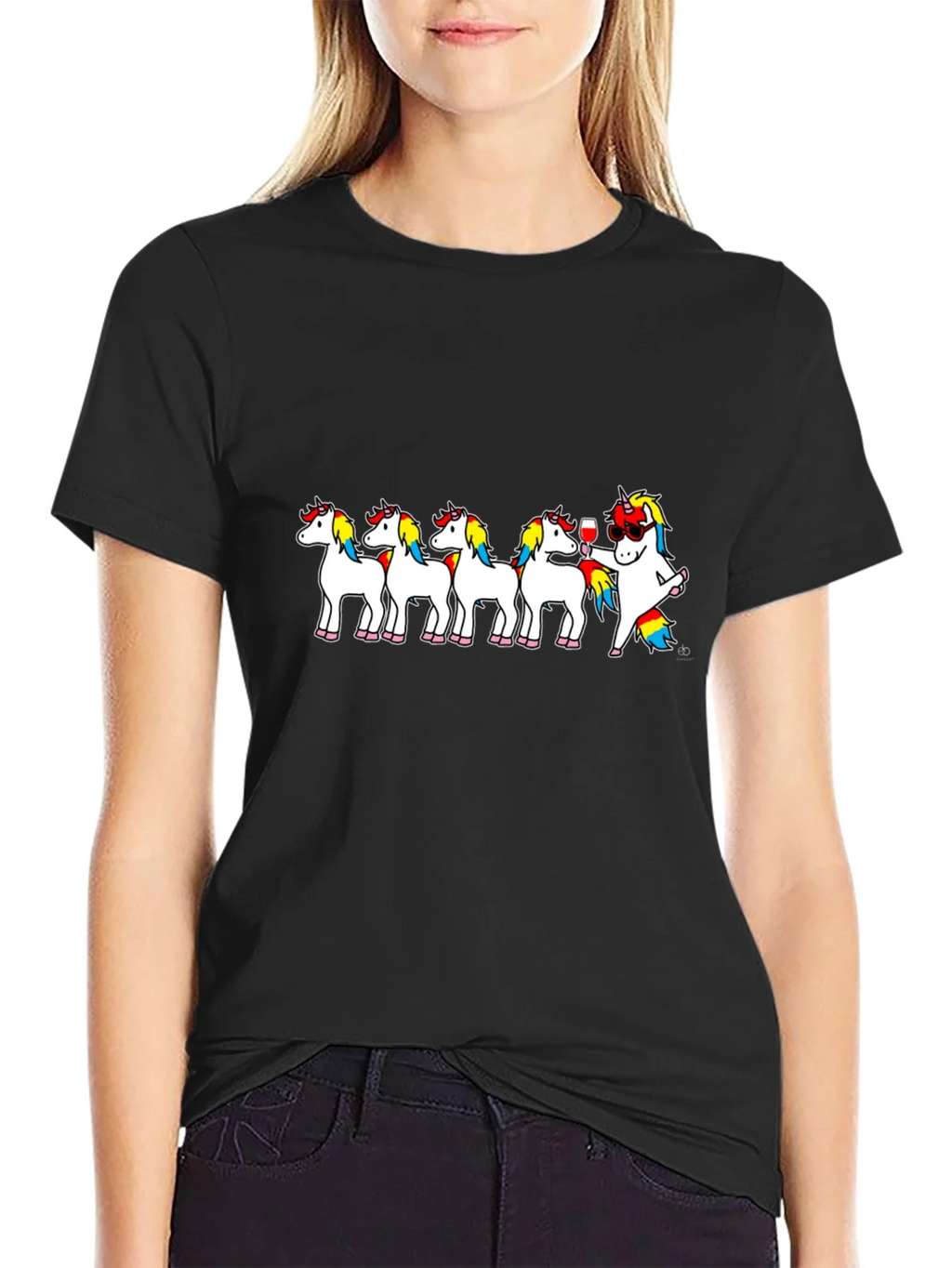 Unicorn Wine Lover T-Shirt - Black Crew Neck product image 1