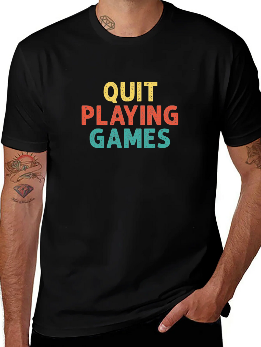 Quit Playing Games Graphic T-Shirt product image 1