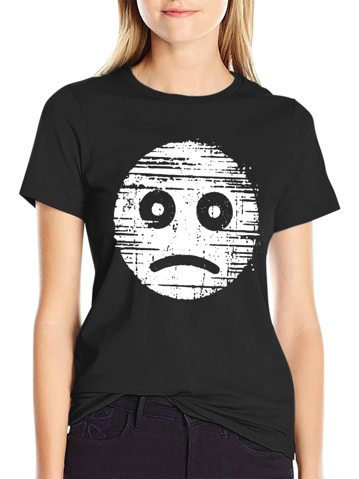 Sad Face Graphic Tee - Distressed Style product image 2