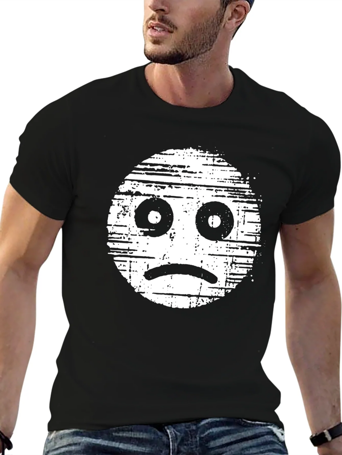 Sad Face Graphic Tee - Distressed Style product image 6