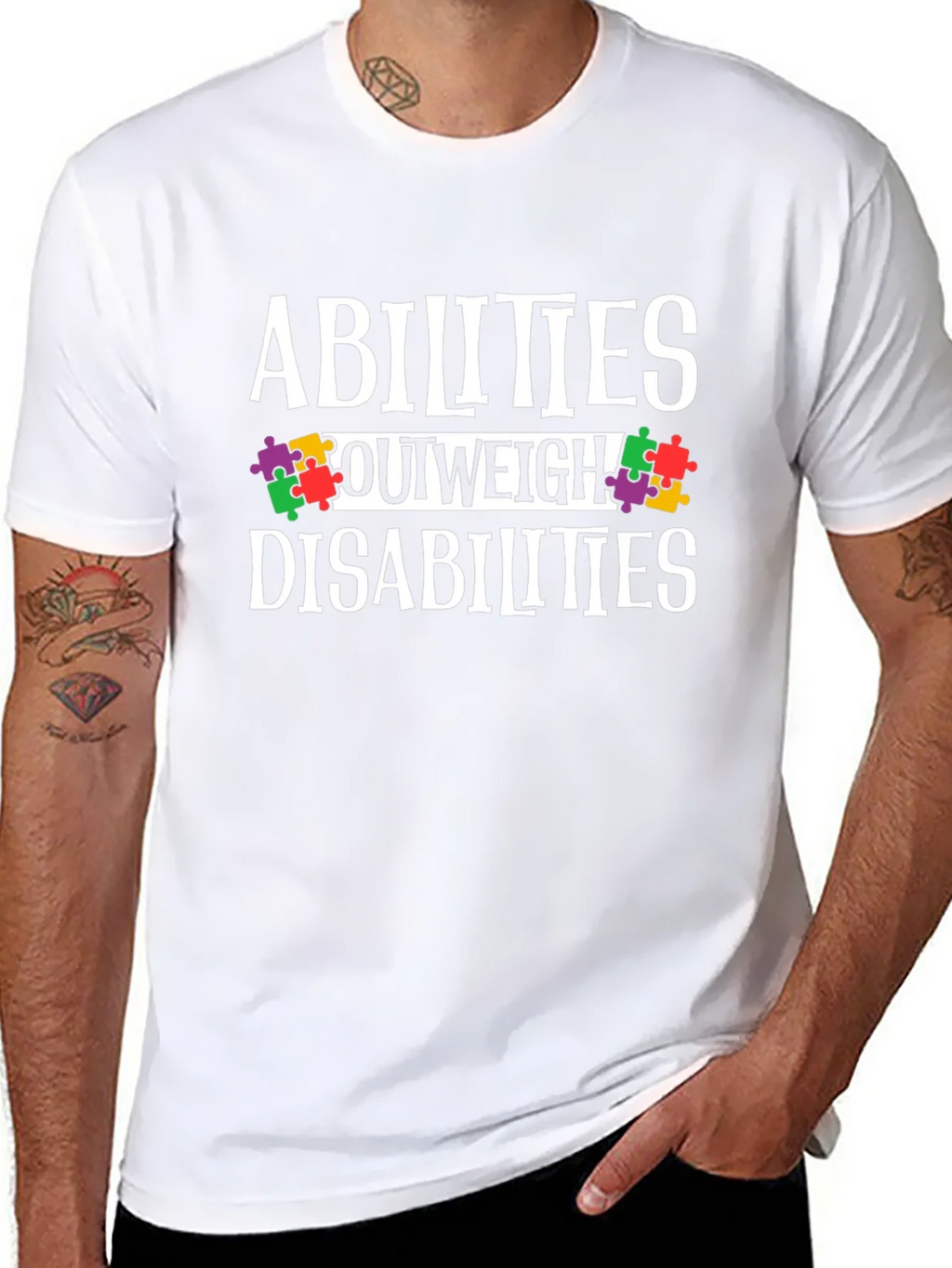 Abilities Outweigh Disabilities Awareness T-Shirt product image 7
