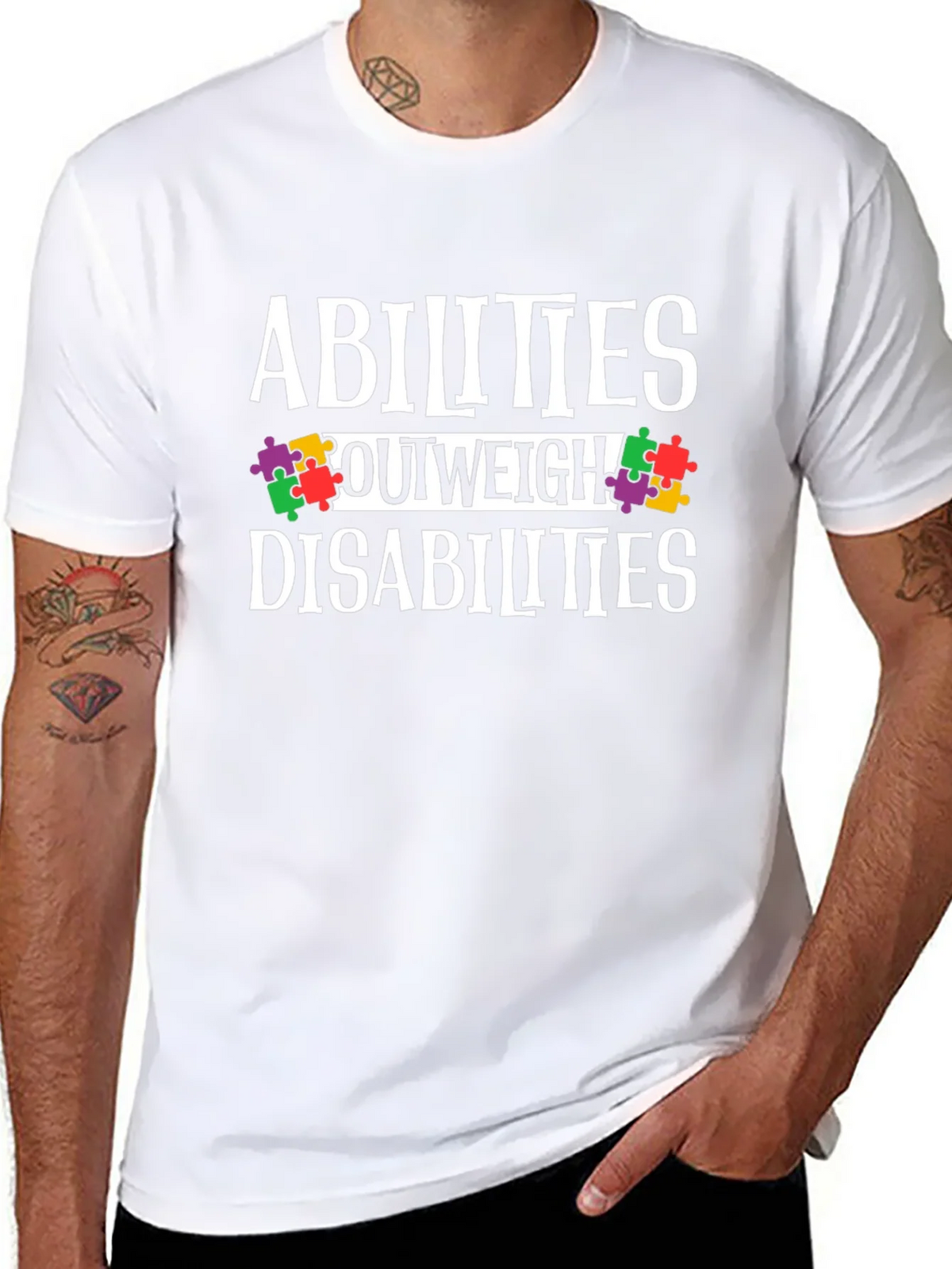 Abilities Outweigh Disabilities Awareness T-Shirt product image 7