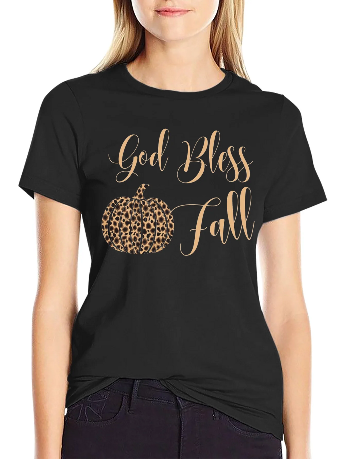 God Bless Fall Leopard Pumpkin T-Shirt product image 2