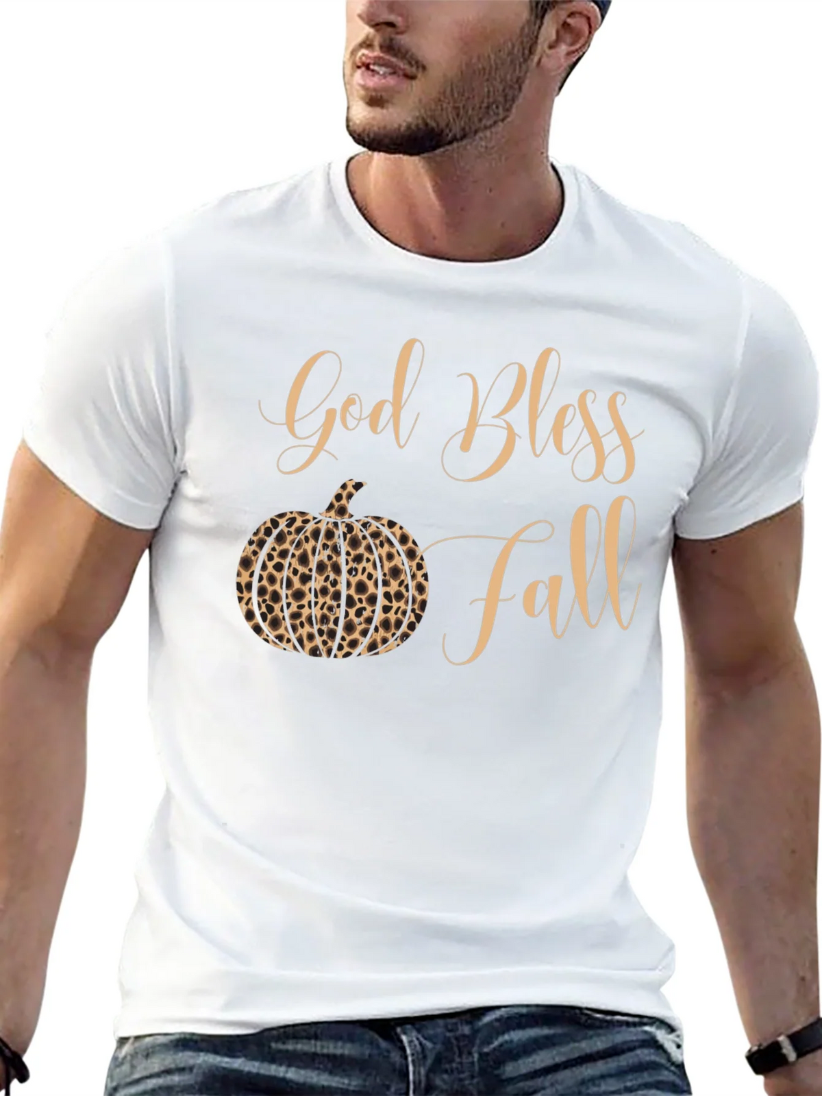 God Bless Fall Leopard Pumpkin T-Shirt product image 12