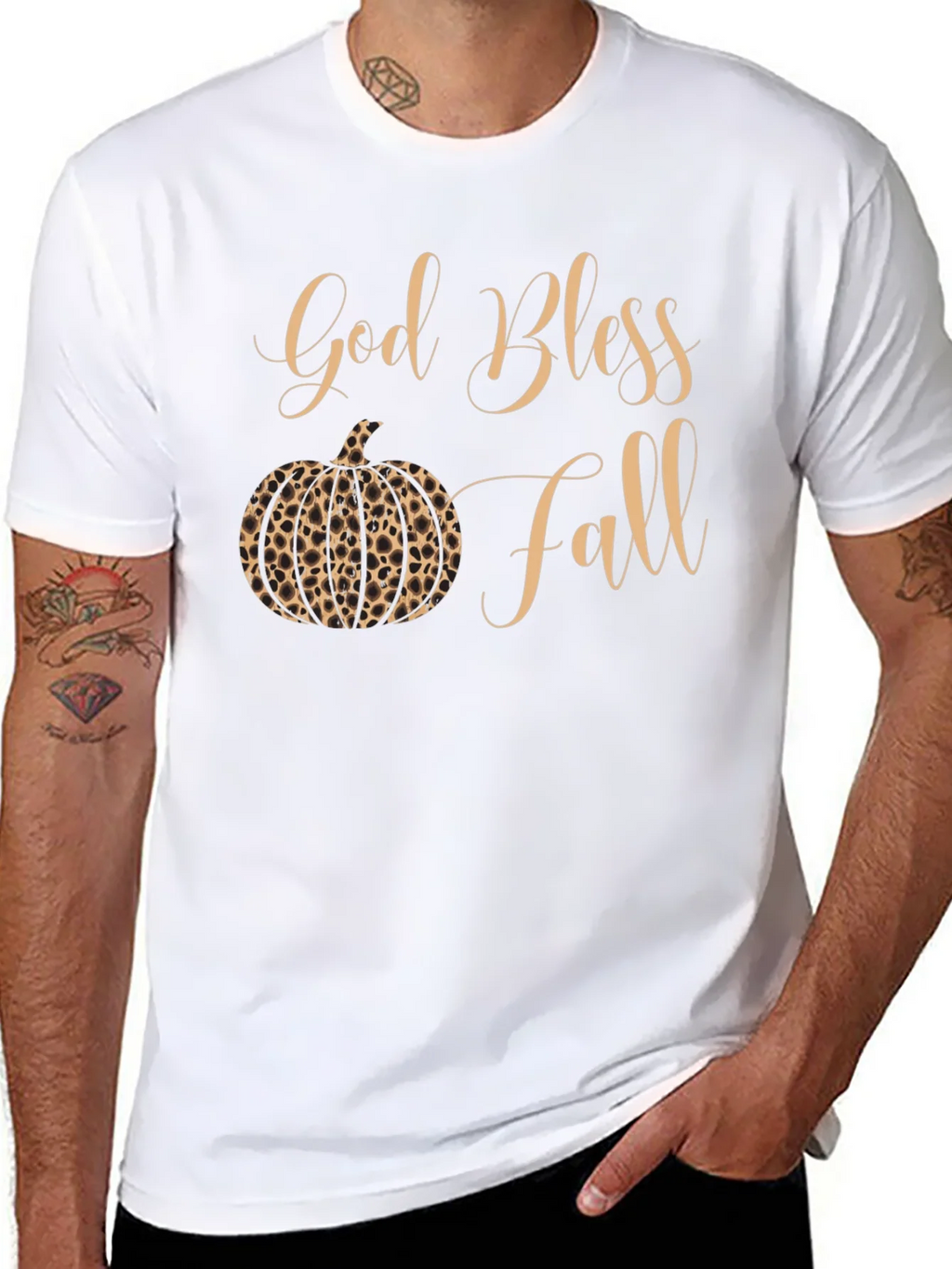 God Bless Fall Leopard Pumpkin T-Shirt product image 7