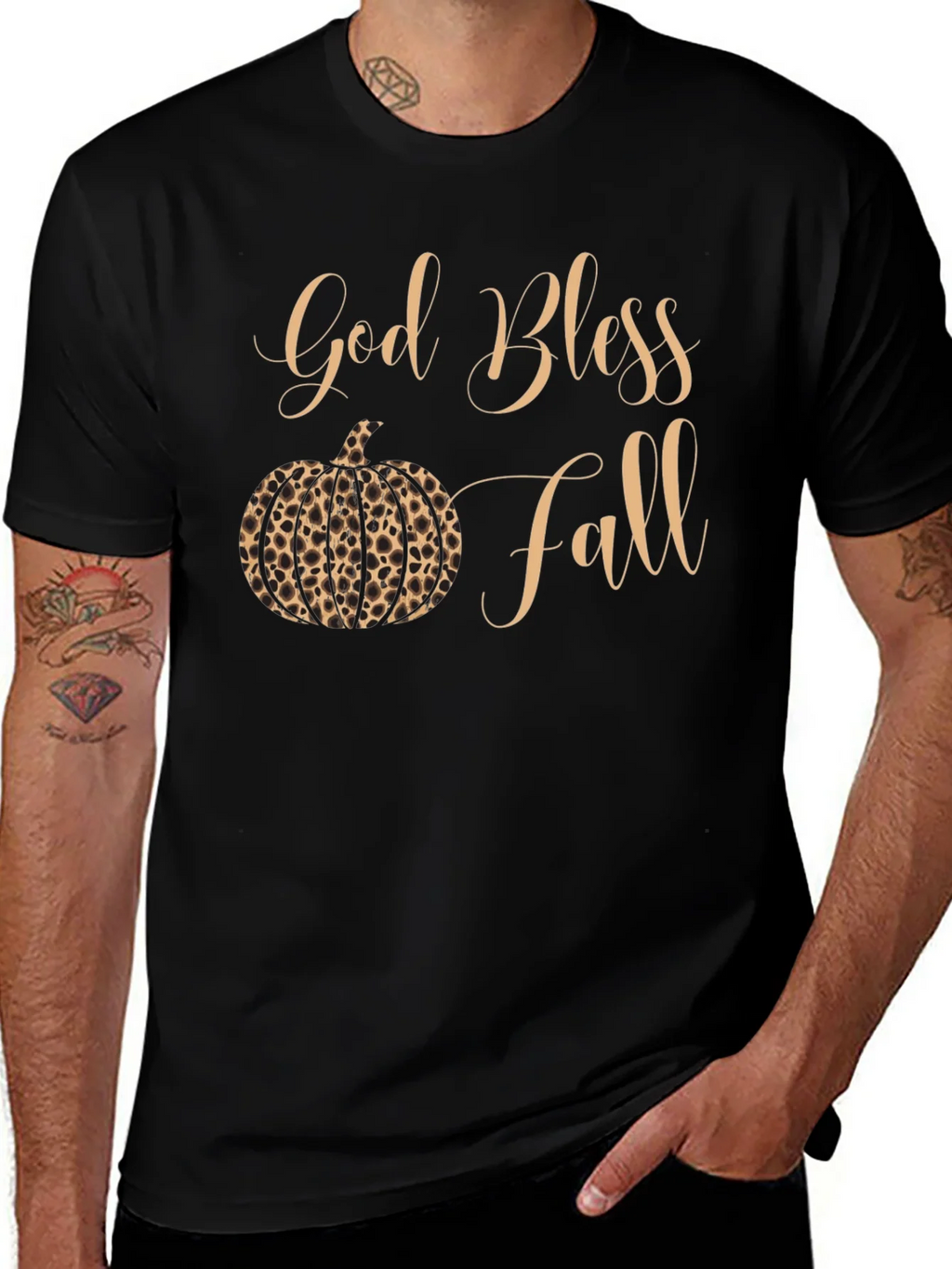 God Bless Fall Leopard Pumpkin T-Shirt product image 1