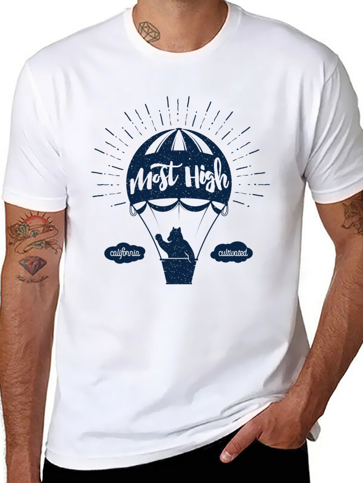 Most High California Bear Hot Air Balloon Black T-Shirt product image 7