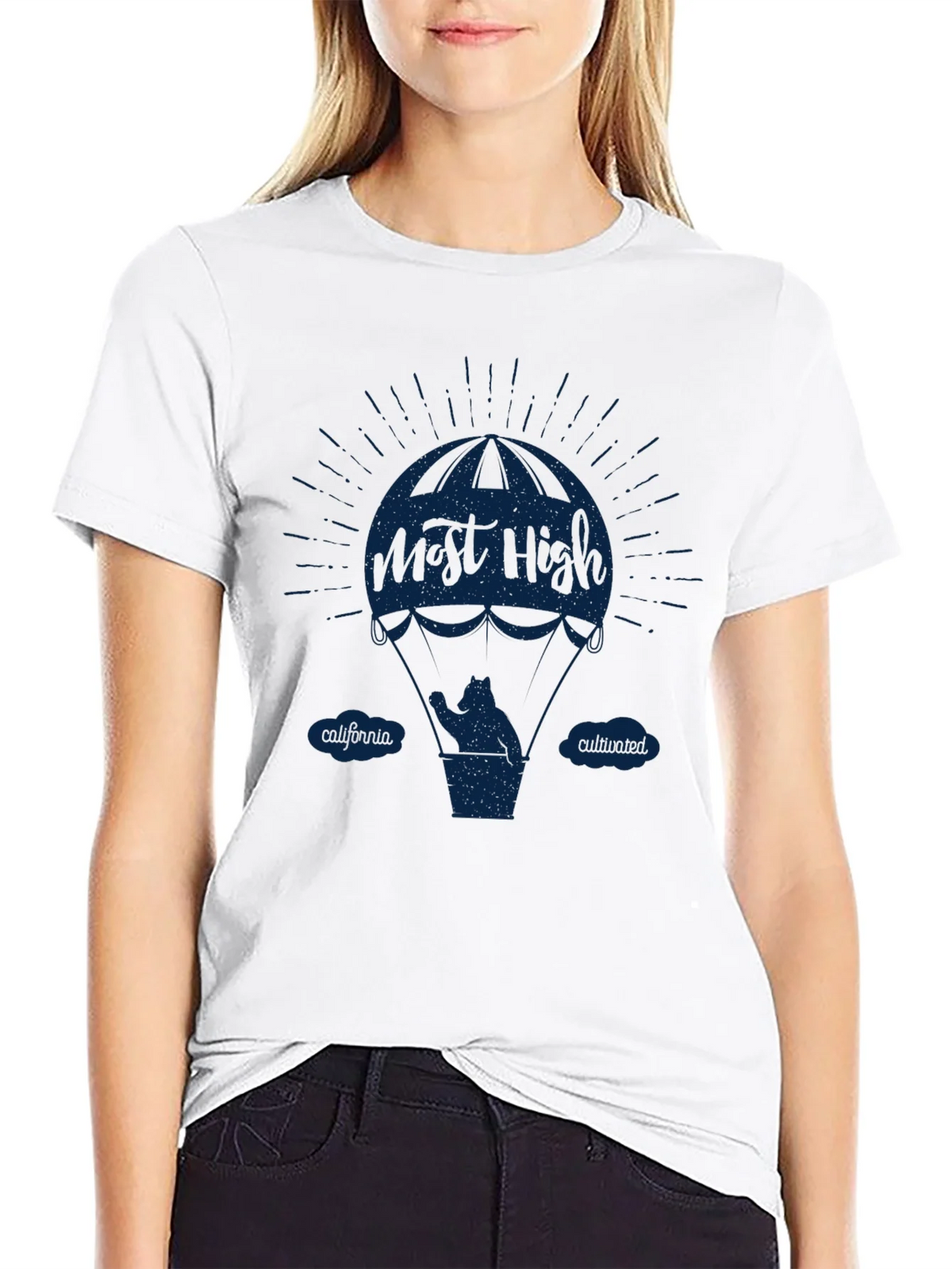 Most High California Bear Hot Air Balloon Black T-Shirt product image 8