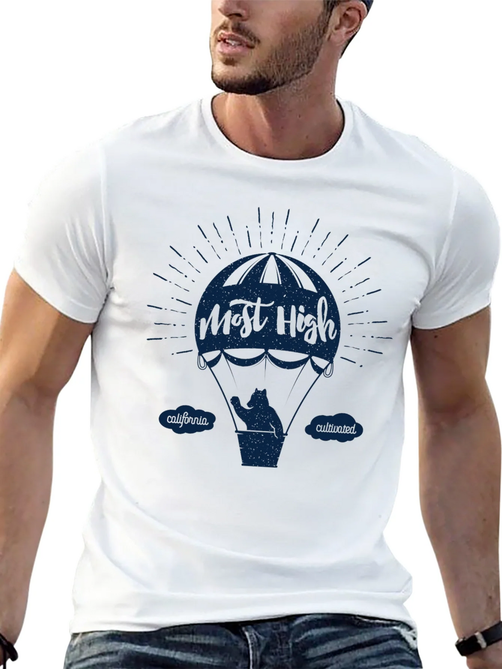 Most High California Bear Hot Air Balloon Black T-Shirt product image 11