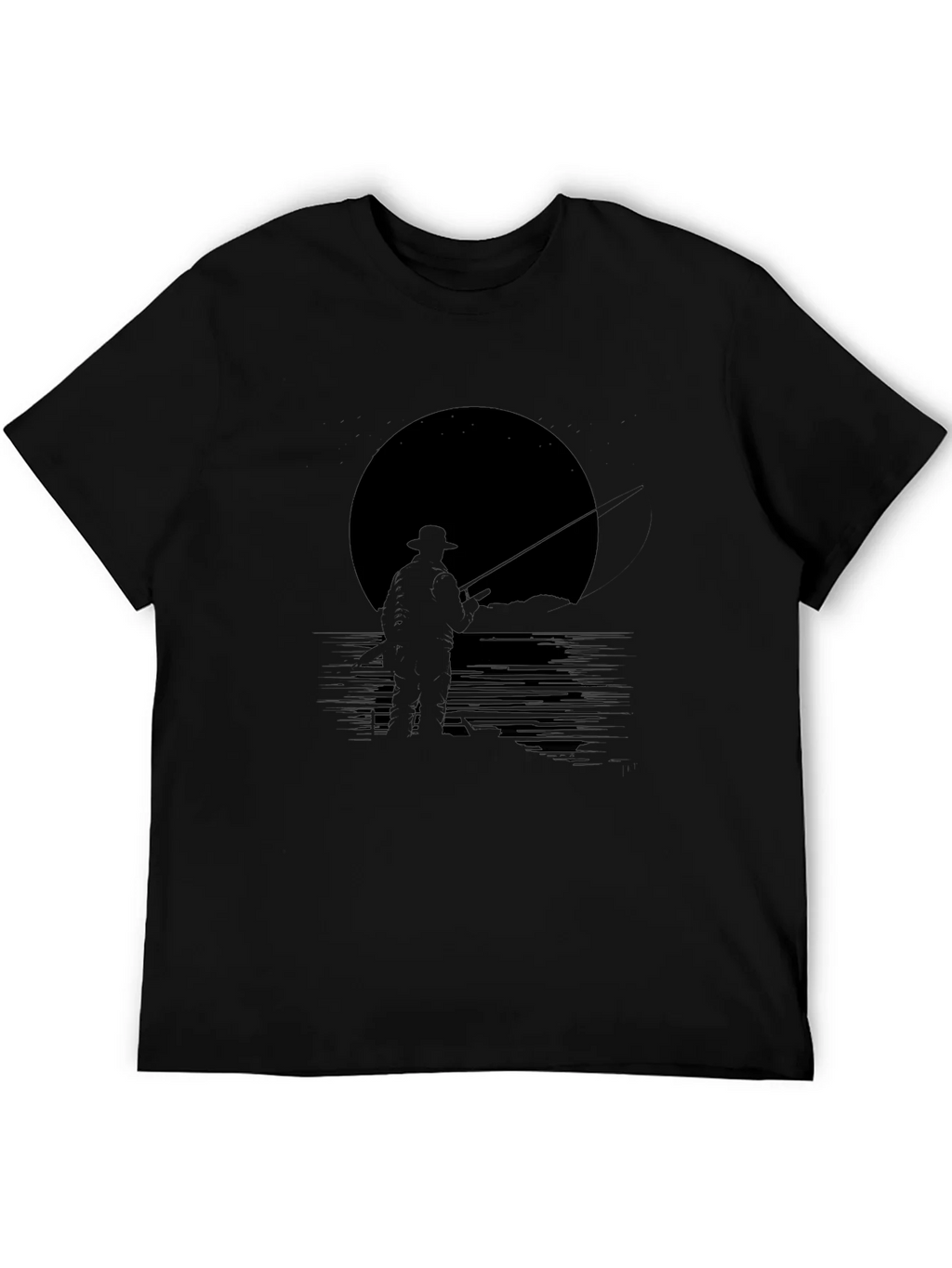 Mens Black Fishing Silhouette Graphic Tee product image 5