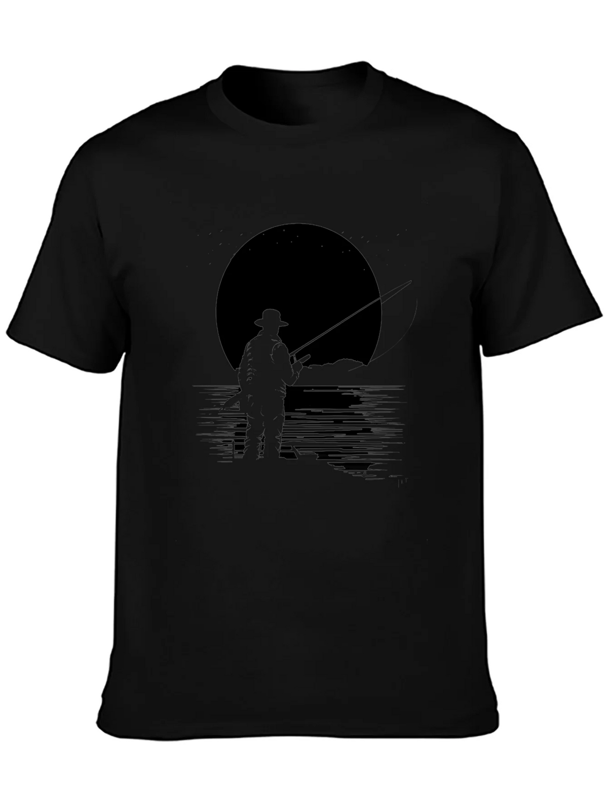 Mens Black Fishing Silhouette Graphic Tee product image 3