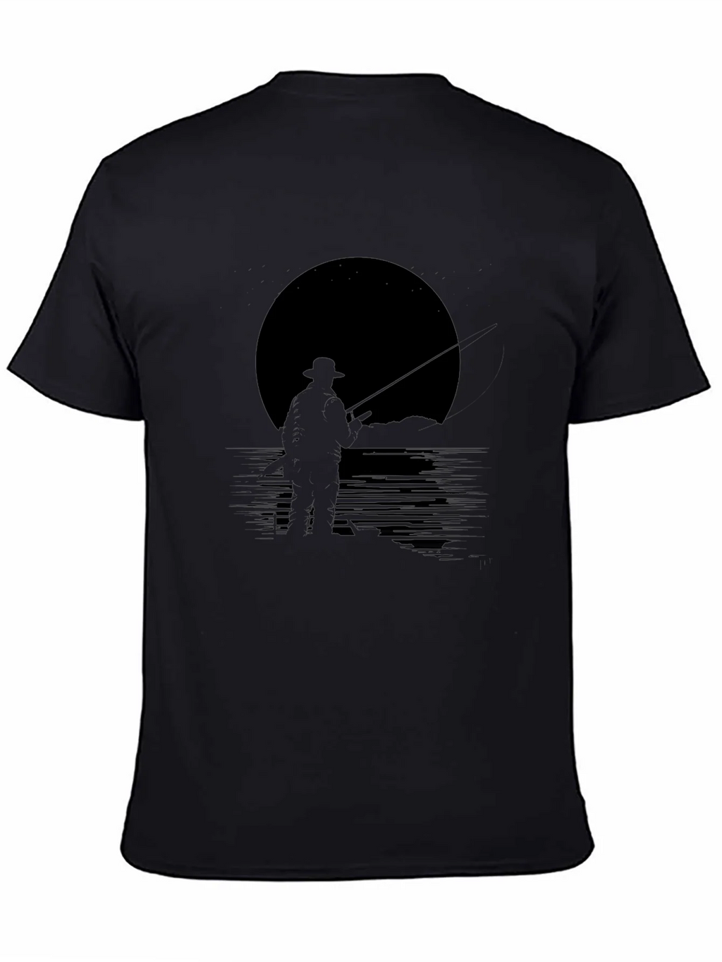 Mens Black Fishing Silhouette Graphic Tee product image 4