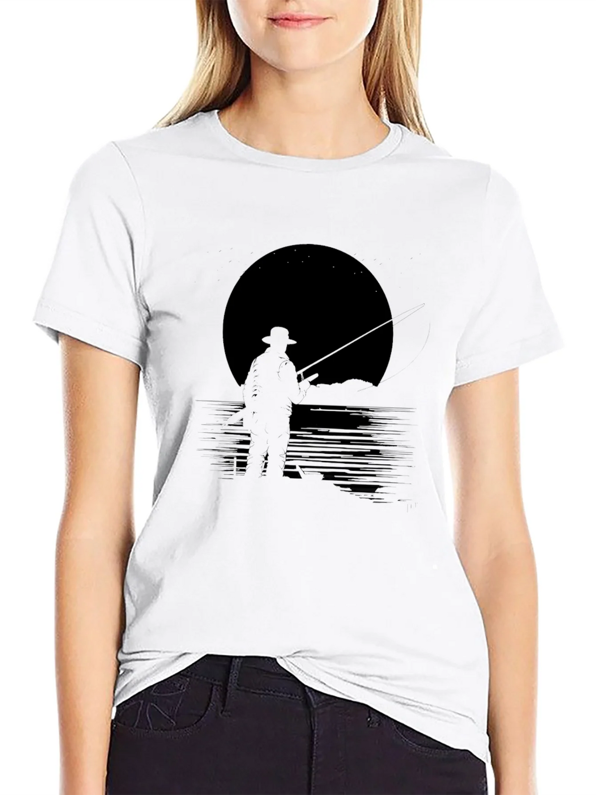 Mens Black Fishing Silhouette Graphic Tee product image 8