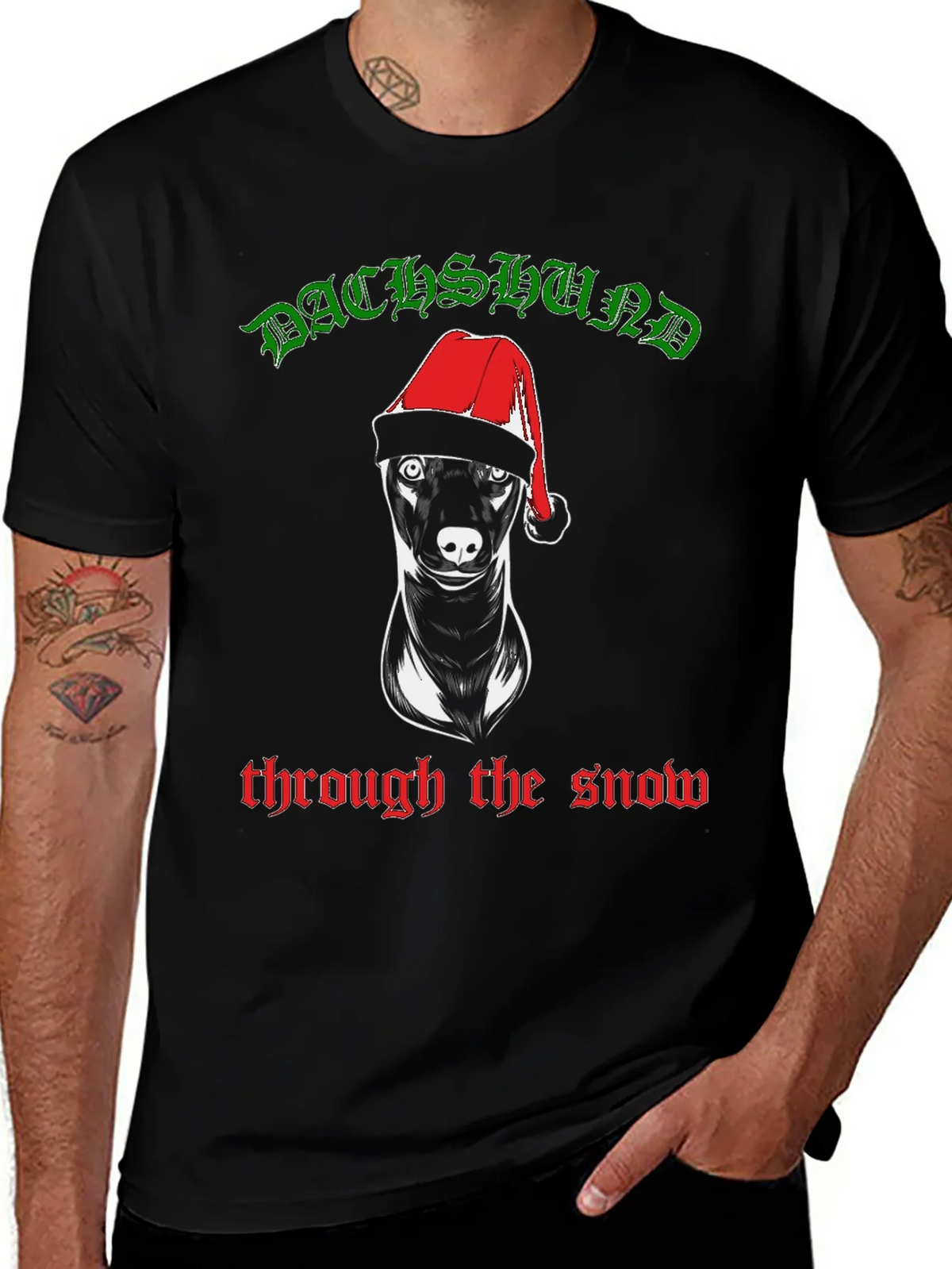 Dachshund Through The Snow Christmas Tee