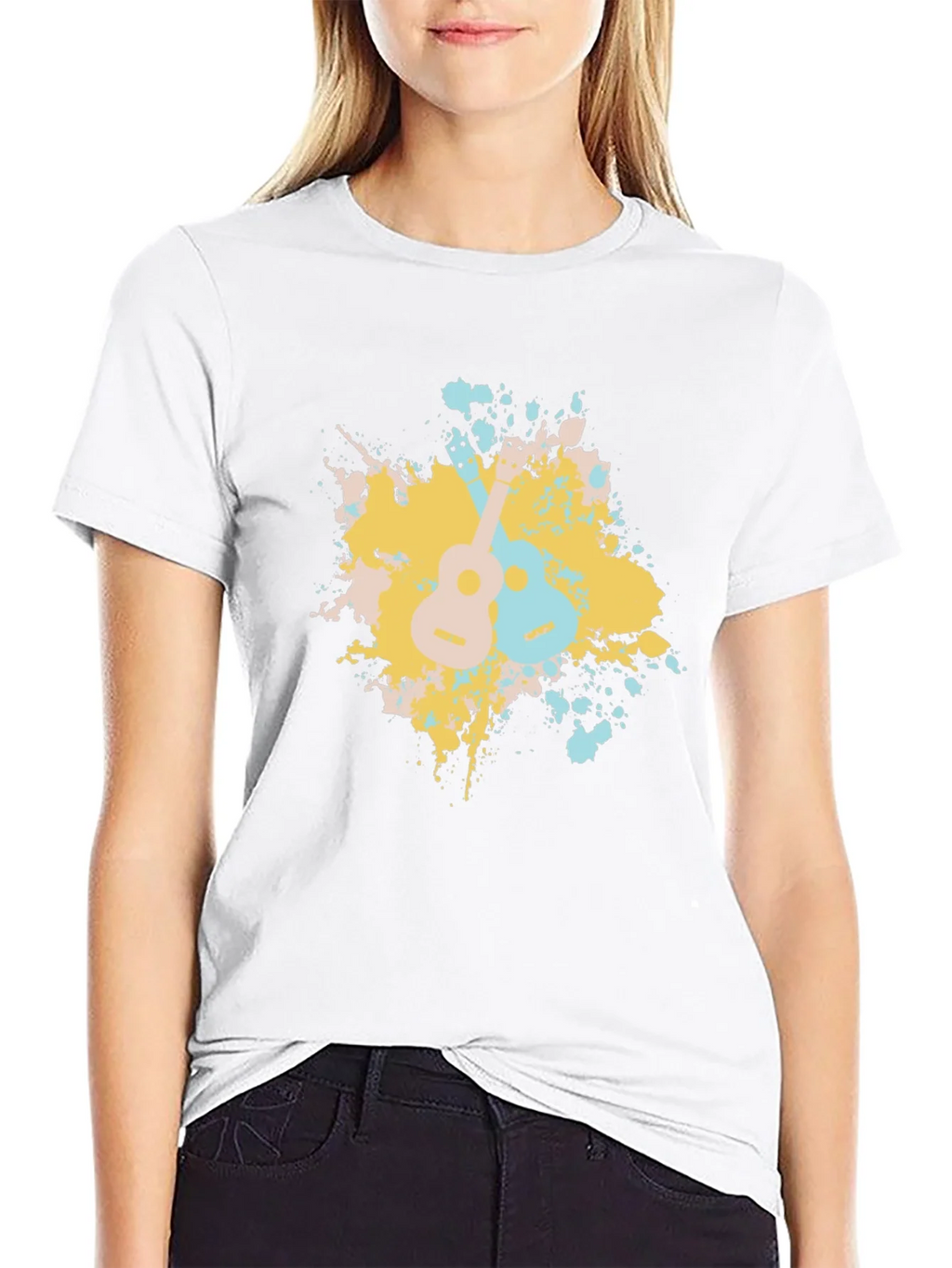Ukulele Splash Graphic Tee - Black Cotton T-Shirt product image 7