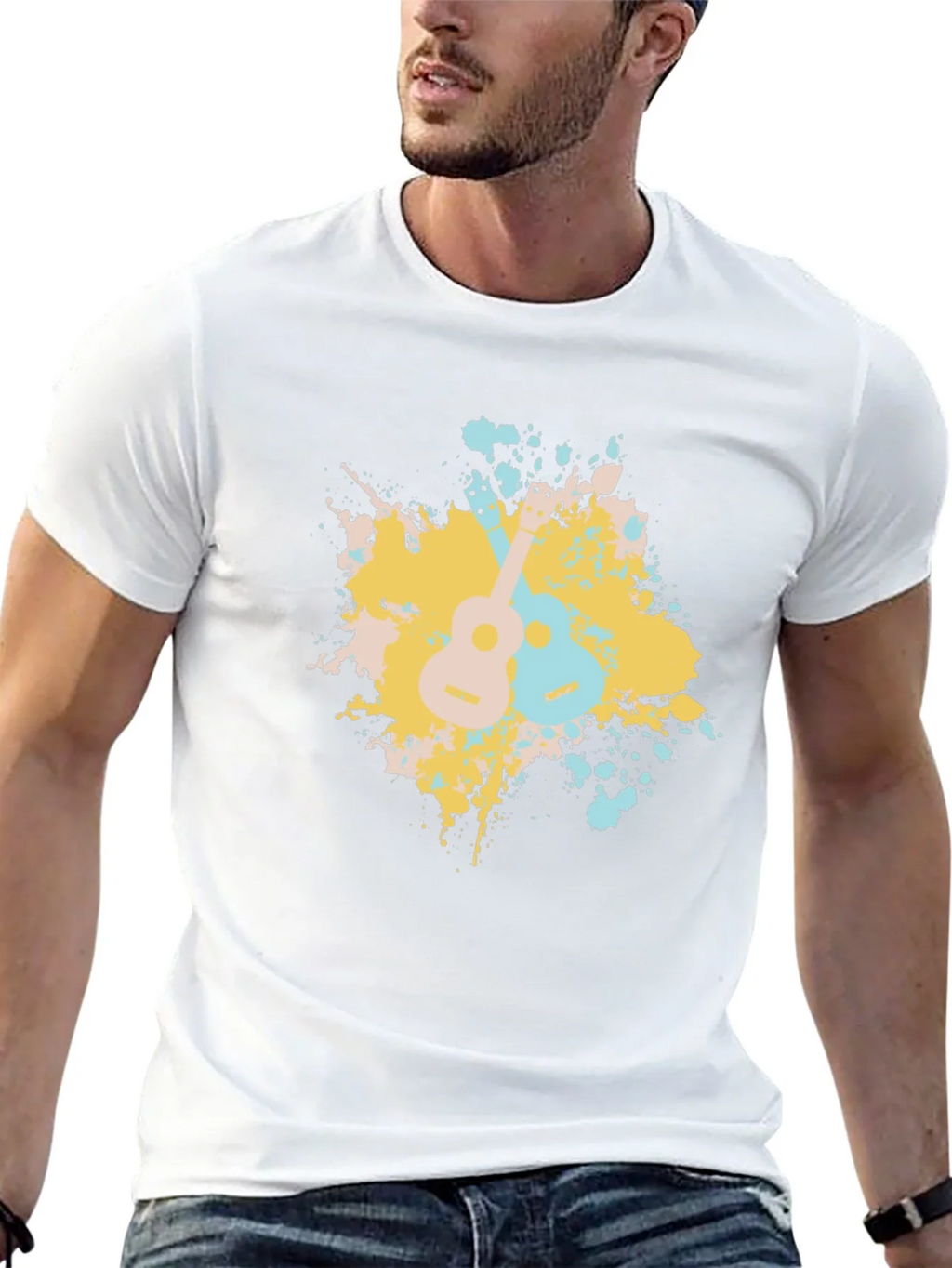 Ukulele Splash Graphic Tee - Black Cotton T-Shirt product image 9