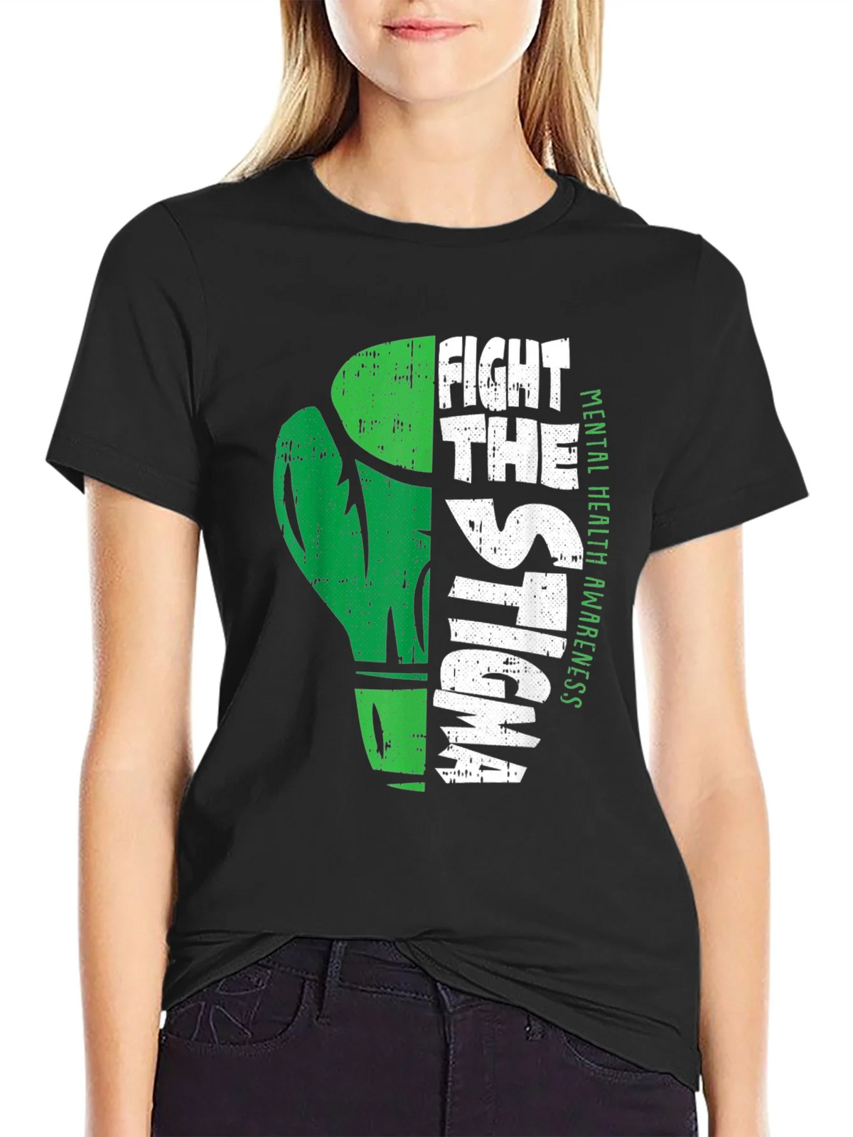 Fight The Stigma Mental Health Awareness Black T-Shirt product image 2