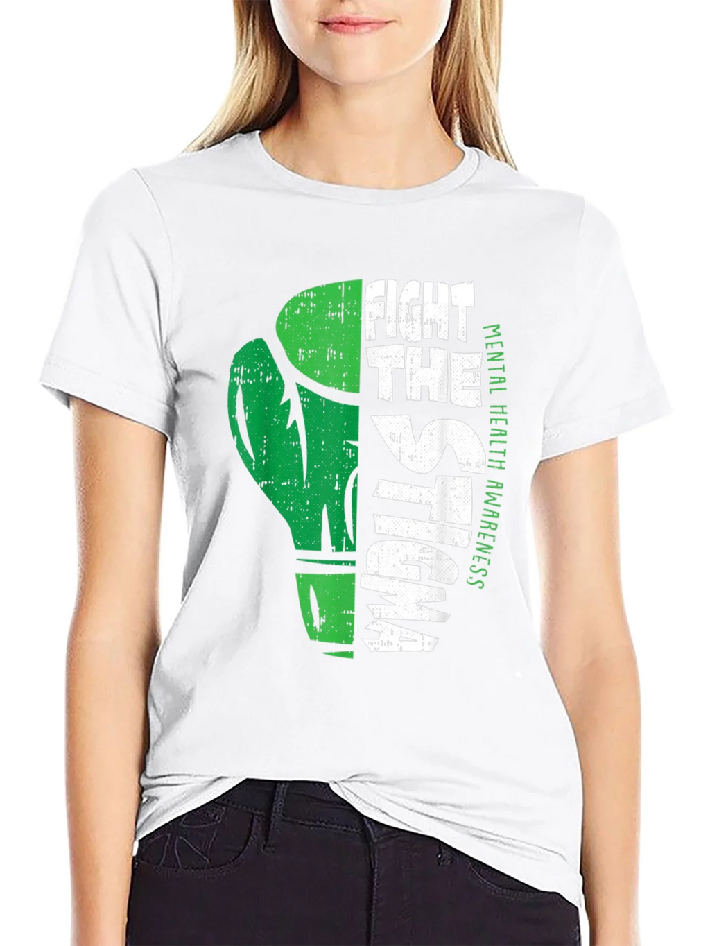 Fight The Stigma Mental Health Awareness Black T-Shirt product image 8