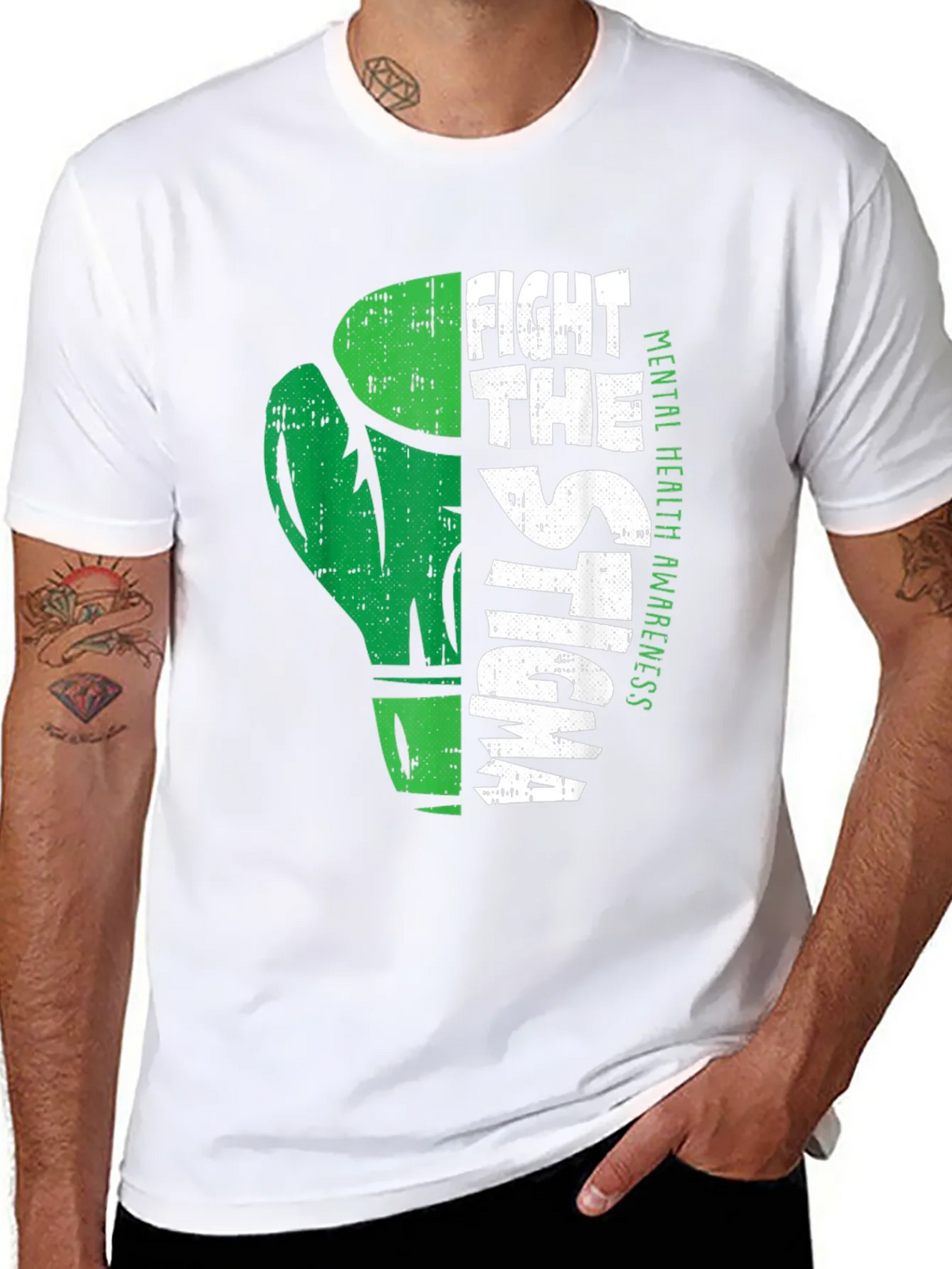 Fight The Stigma Mental Health Awareness Black T-Shirt product image 7