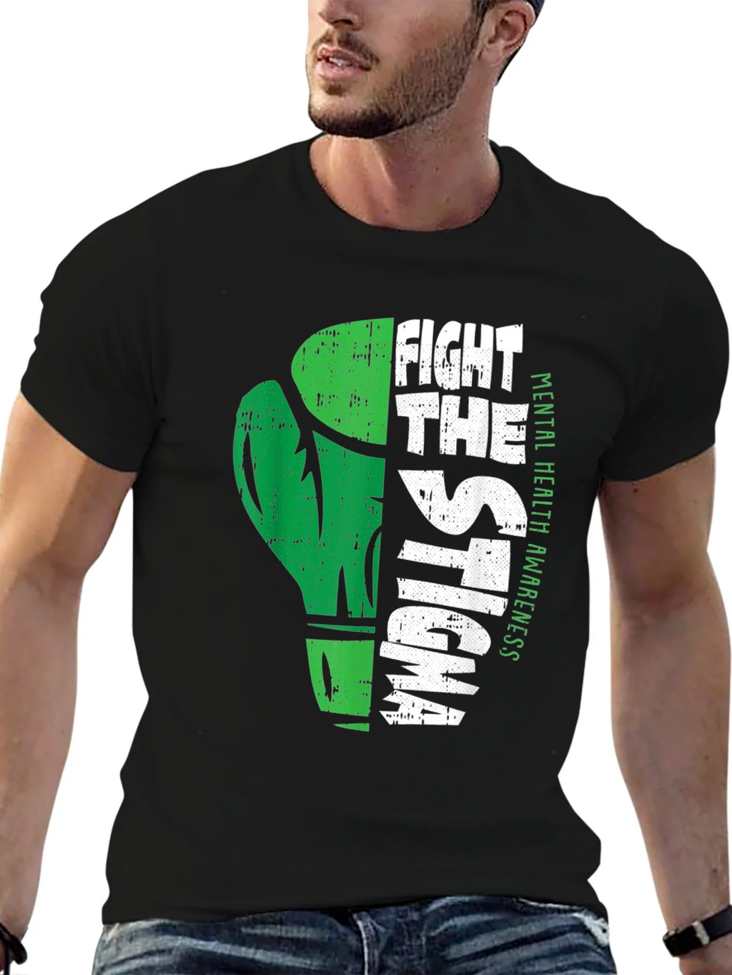 Fight The Stigma Mental Health Awareness Black T-Shirt product image 6