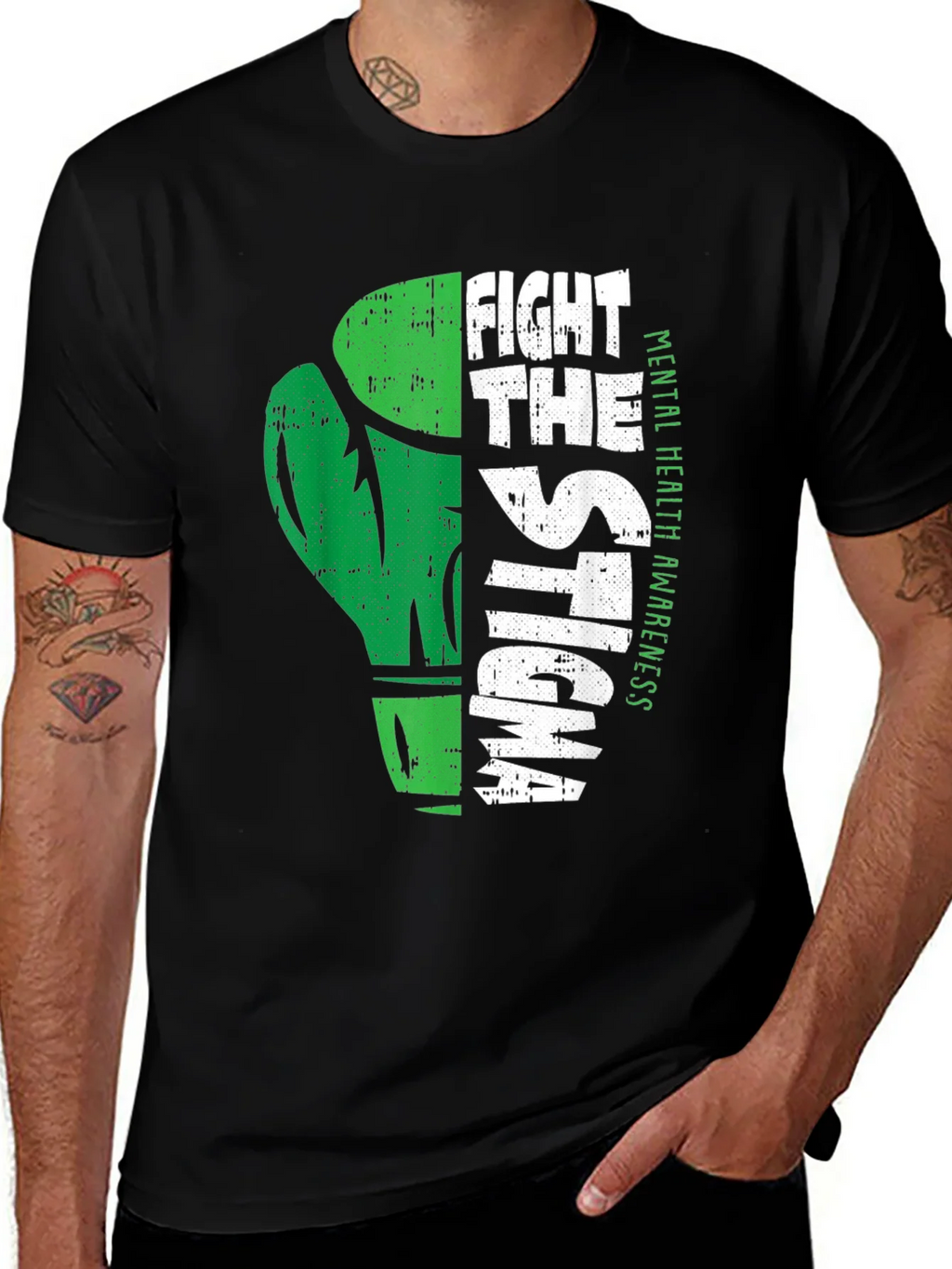 Fight The Stigma Mental Health Awareness Black T-Shirt product image 1