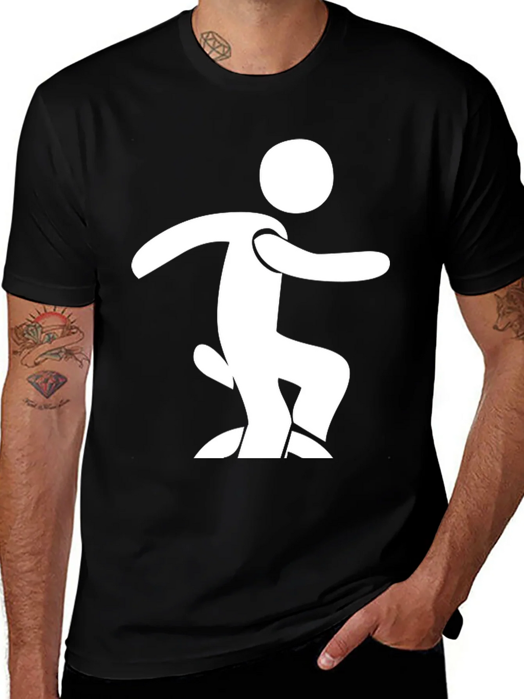 Funny Stick Figure T-Shirt - Black Cotton Tee product image 1