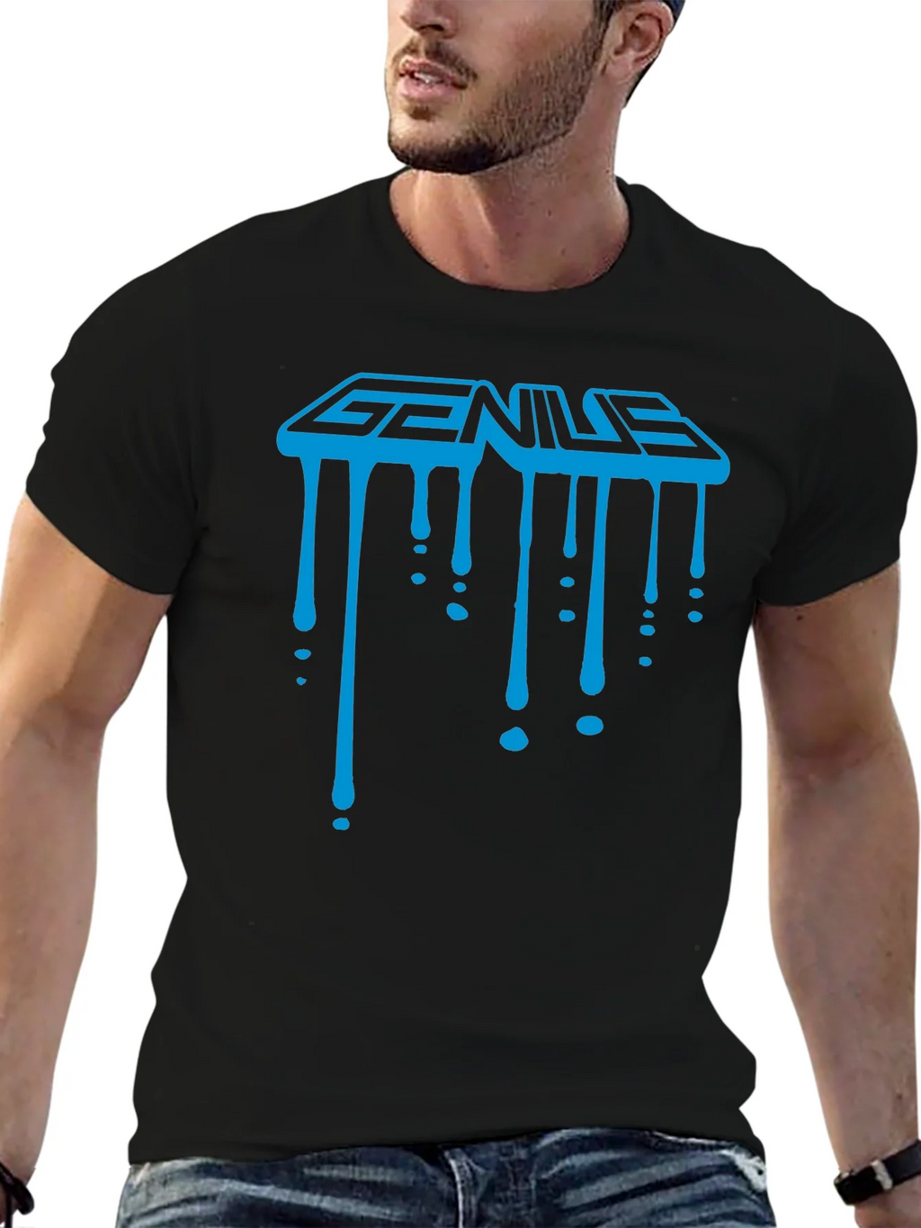 Genius Drip Graphic T-Shirt - Cool Trendy Black Tee product image 6