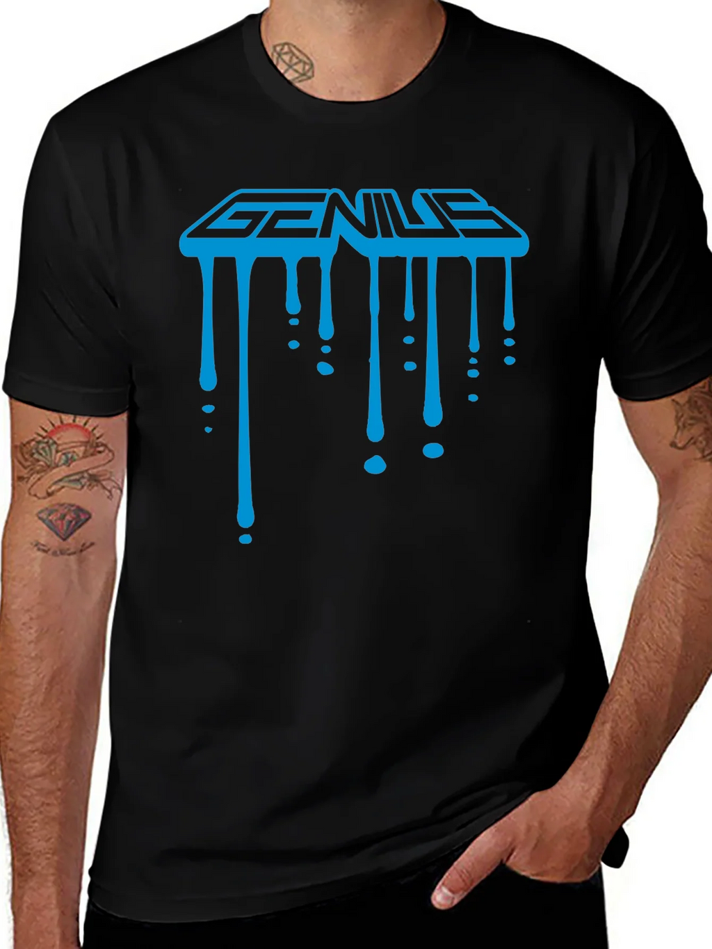 Genius Drip Graphic T-Shirt - Cool Trendy Black Tee product image 1