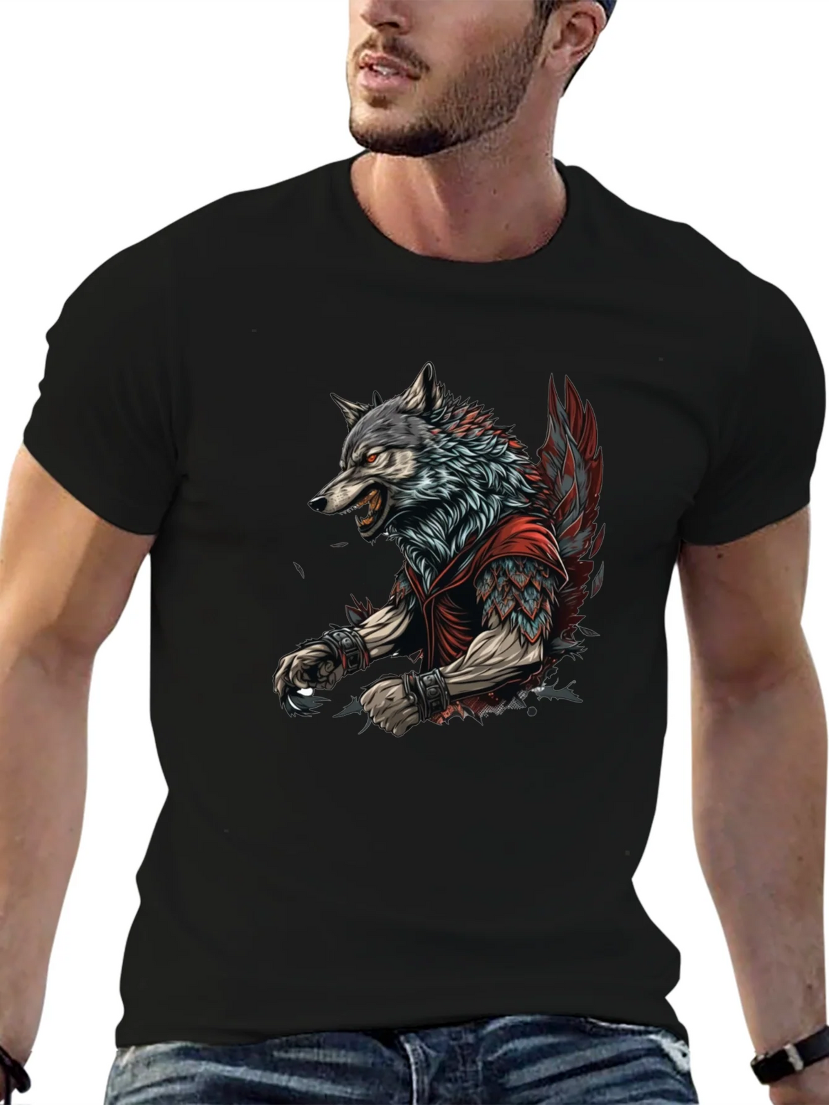 Wolf Warrior Graphic Tee - Black product image 2