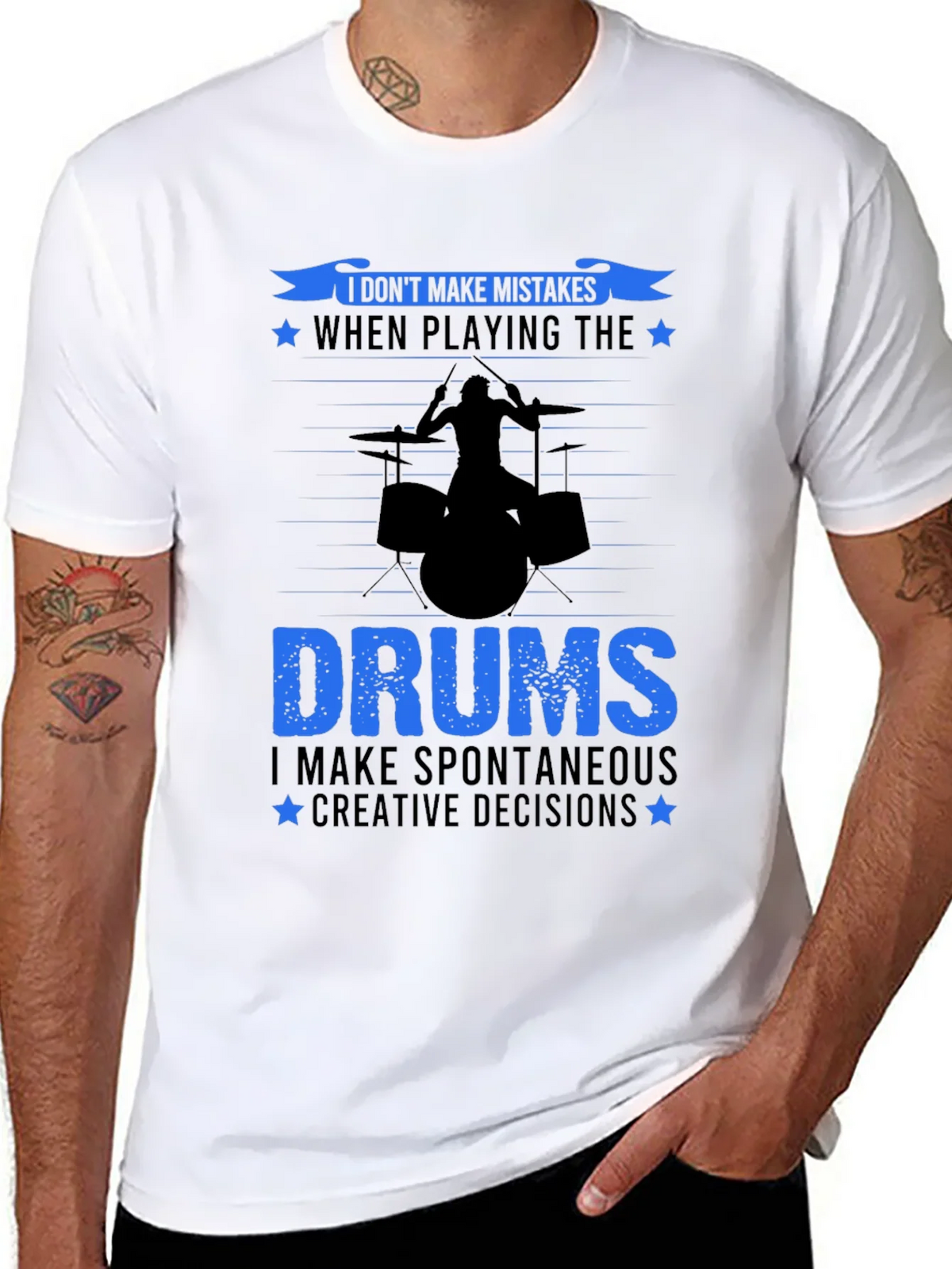 Drummer T-Shirt: I Dont Make Mistakes Drum Set Tee product image 7