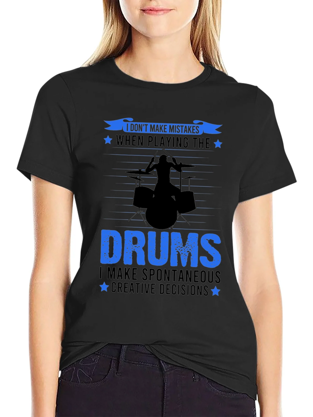 Drummer T-Shirt: I Dont Make Mistakes Drum Set Tee product image 2