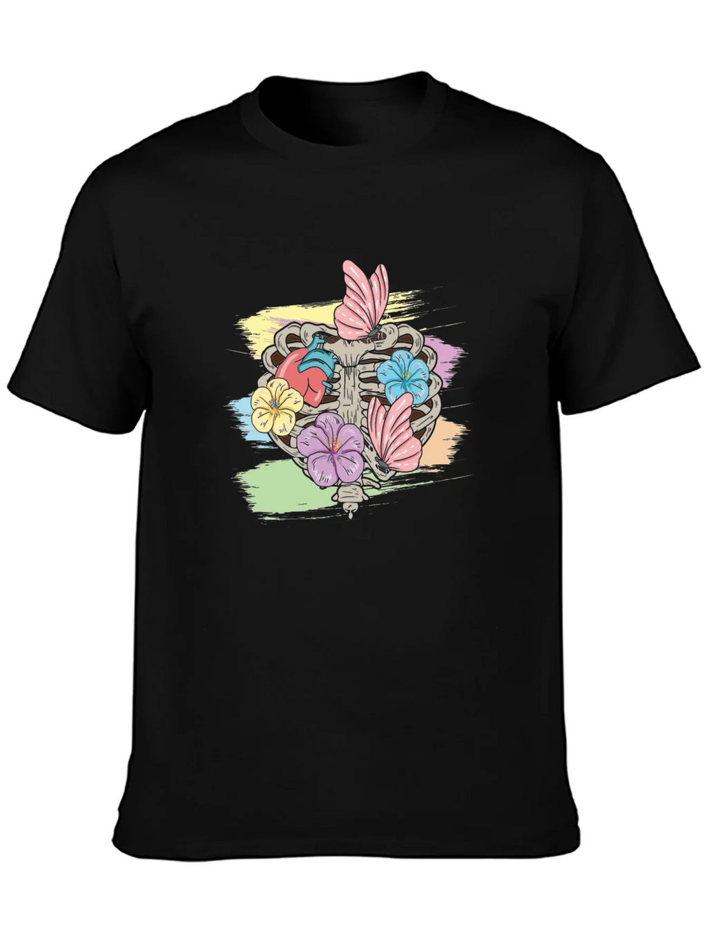 Floral Rib Cage Graphic T-Shirt - Black product image 3